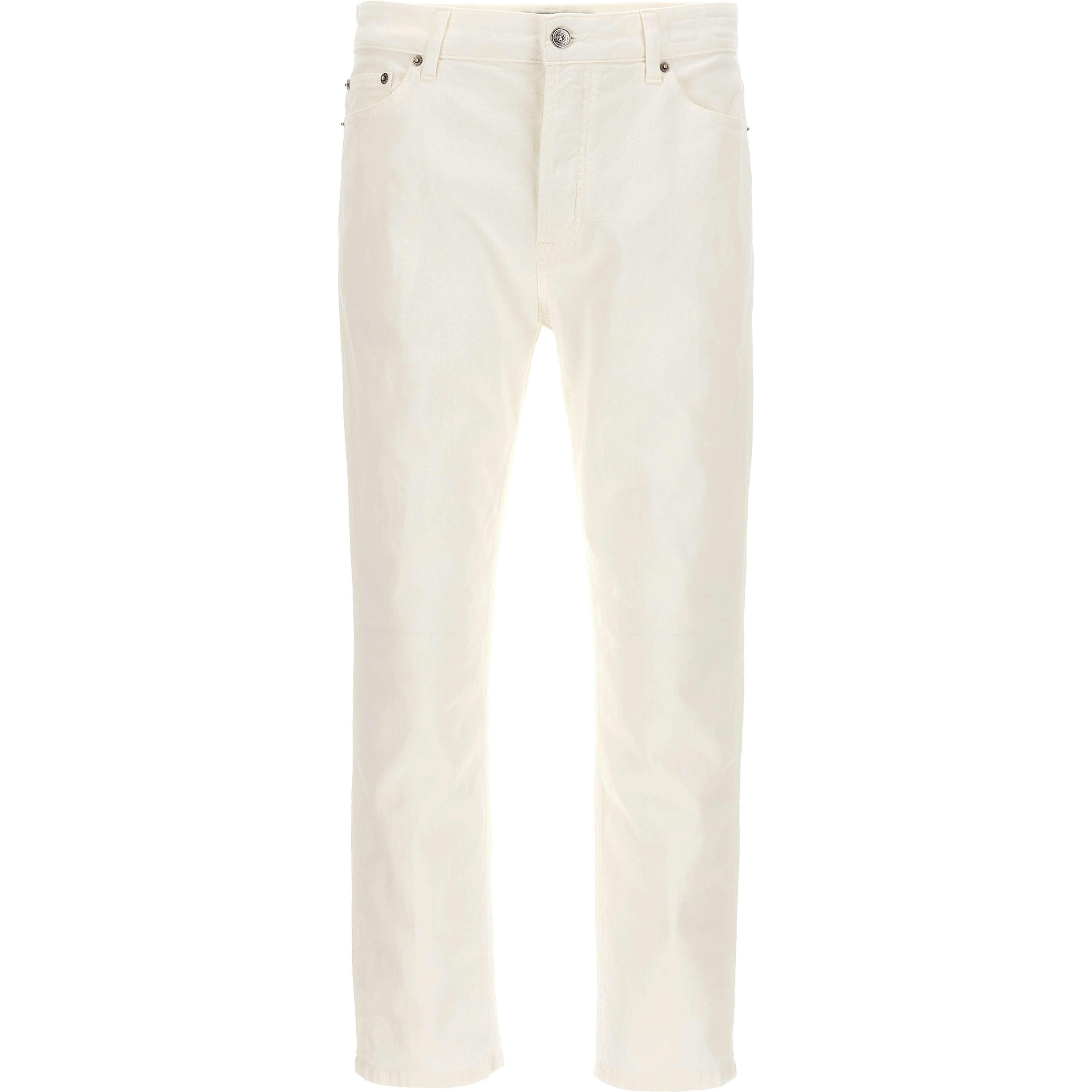 White Cotton Straight-Leg Jeans