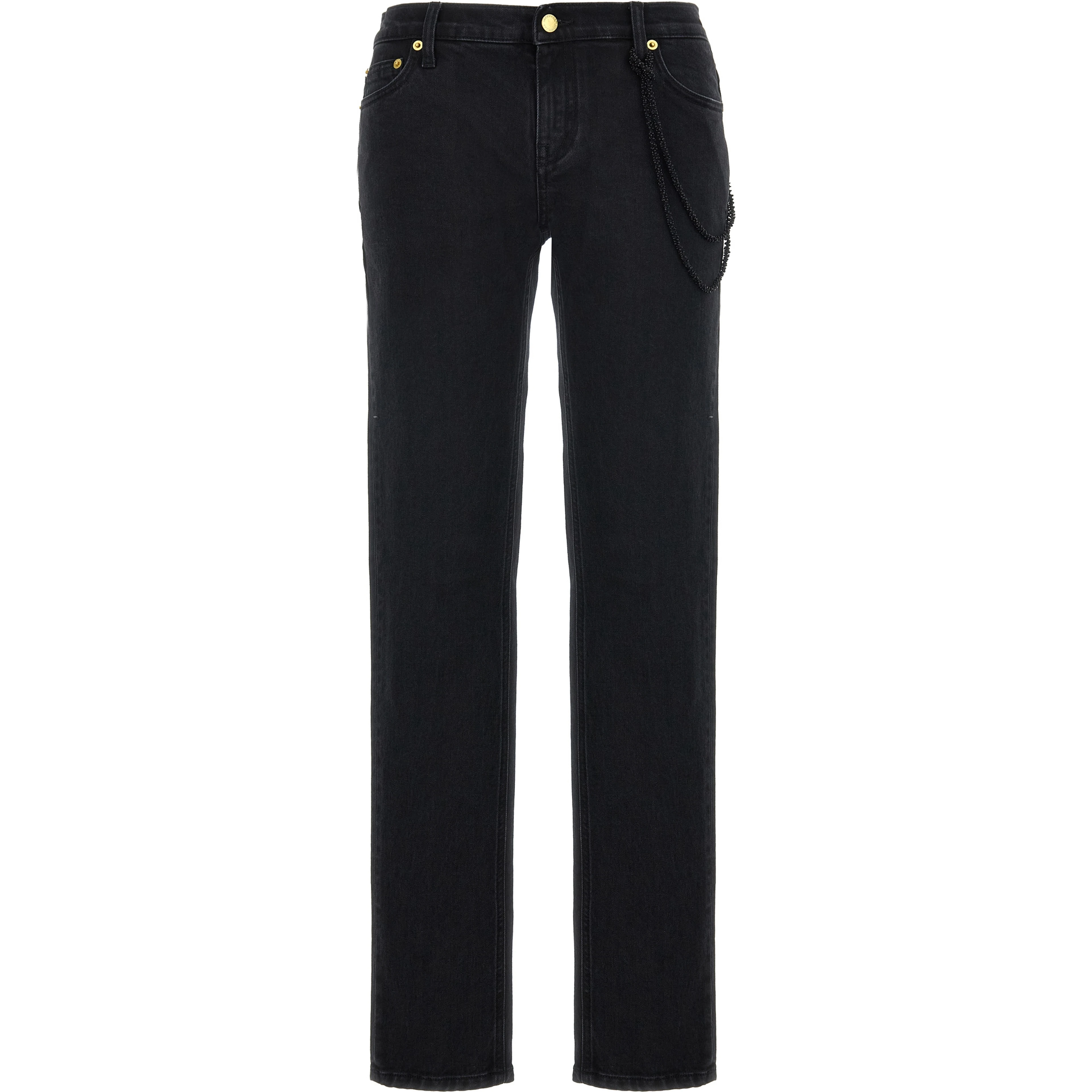 Black Cotton Straight-Leg Jeans