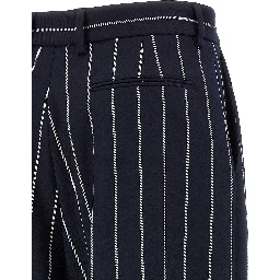 Blue Polyester Casual Pants