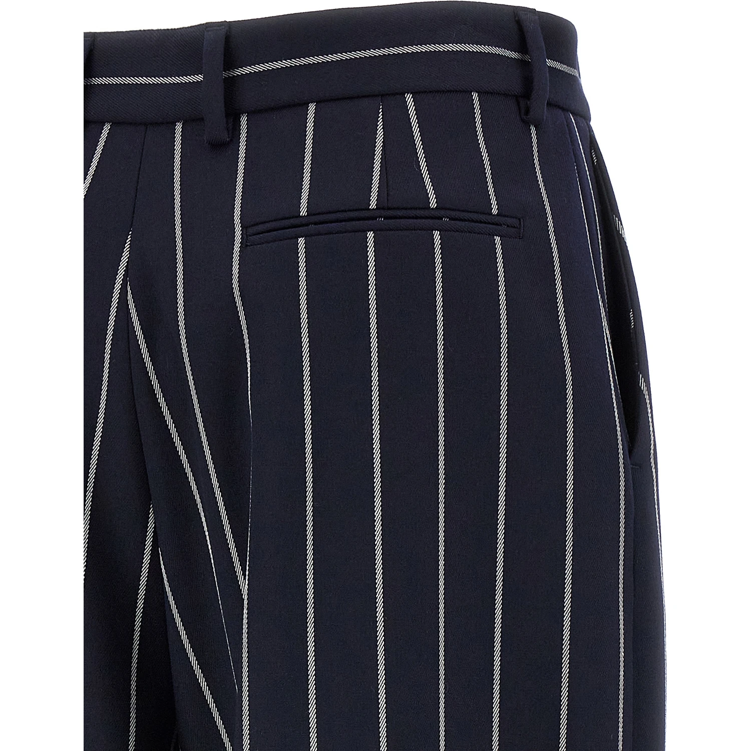 Blue Polyester Casual Pants