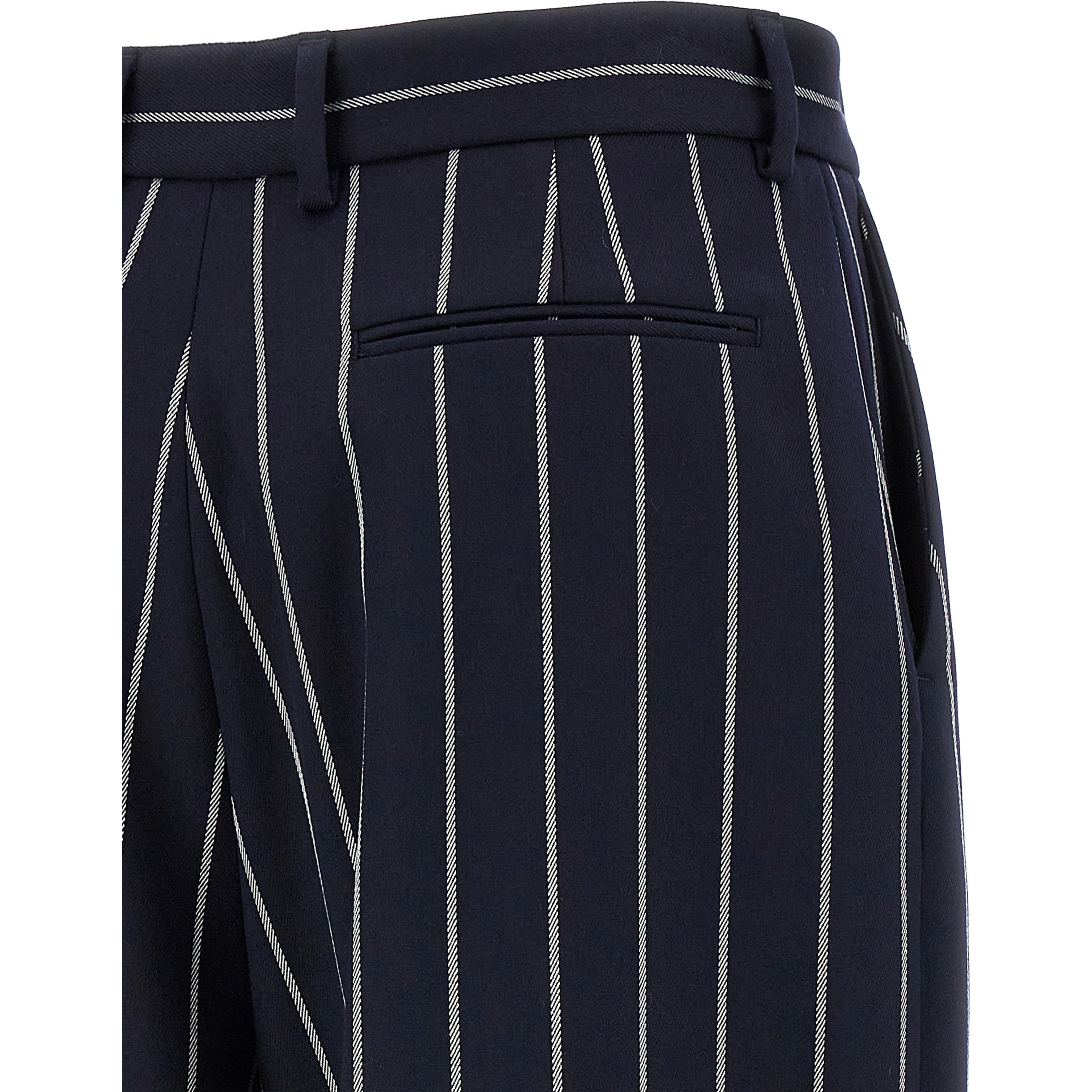 Blue Polyester Casual Pants