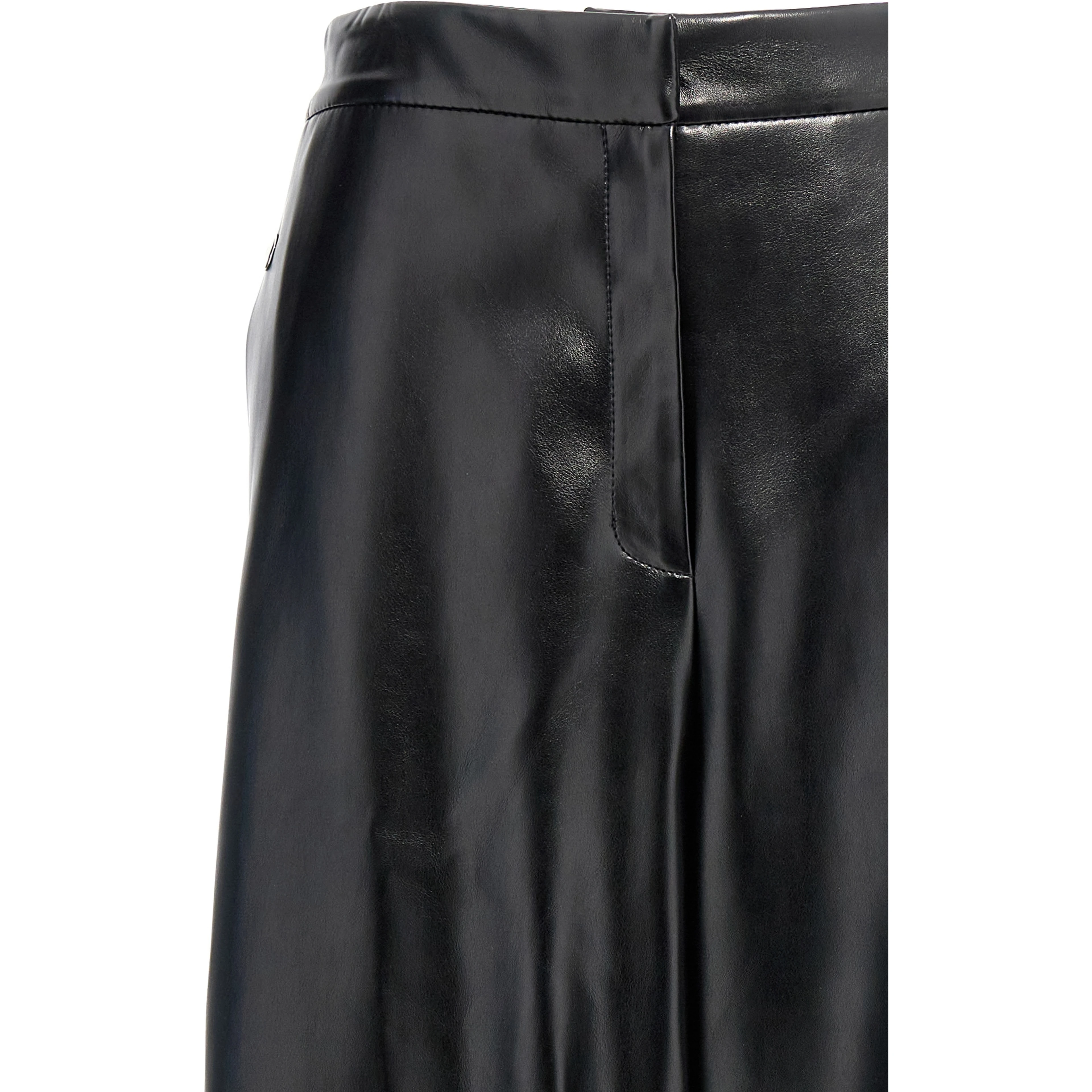 Black Polyester Casual Pants