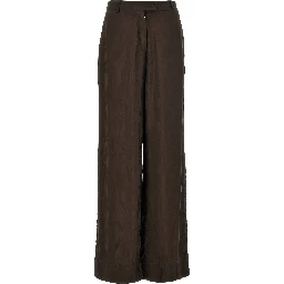 Brown Viscose Casual Pants