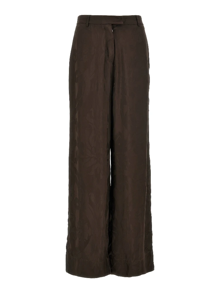 Brown Viscose Casual Pants