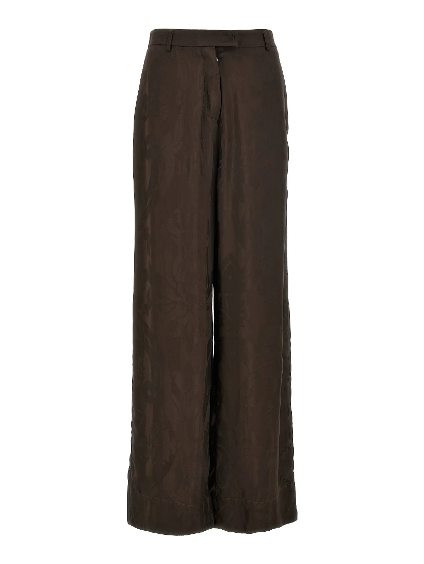 Brown Viscose Casual Pants