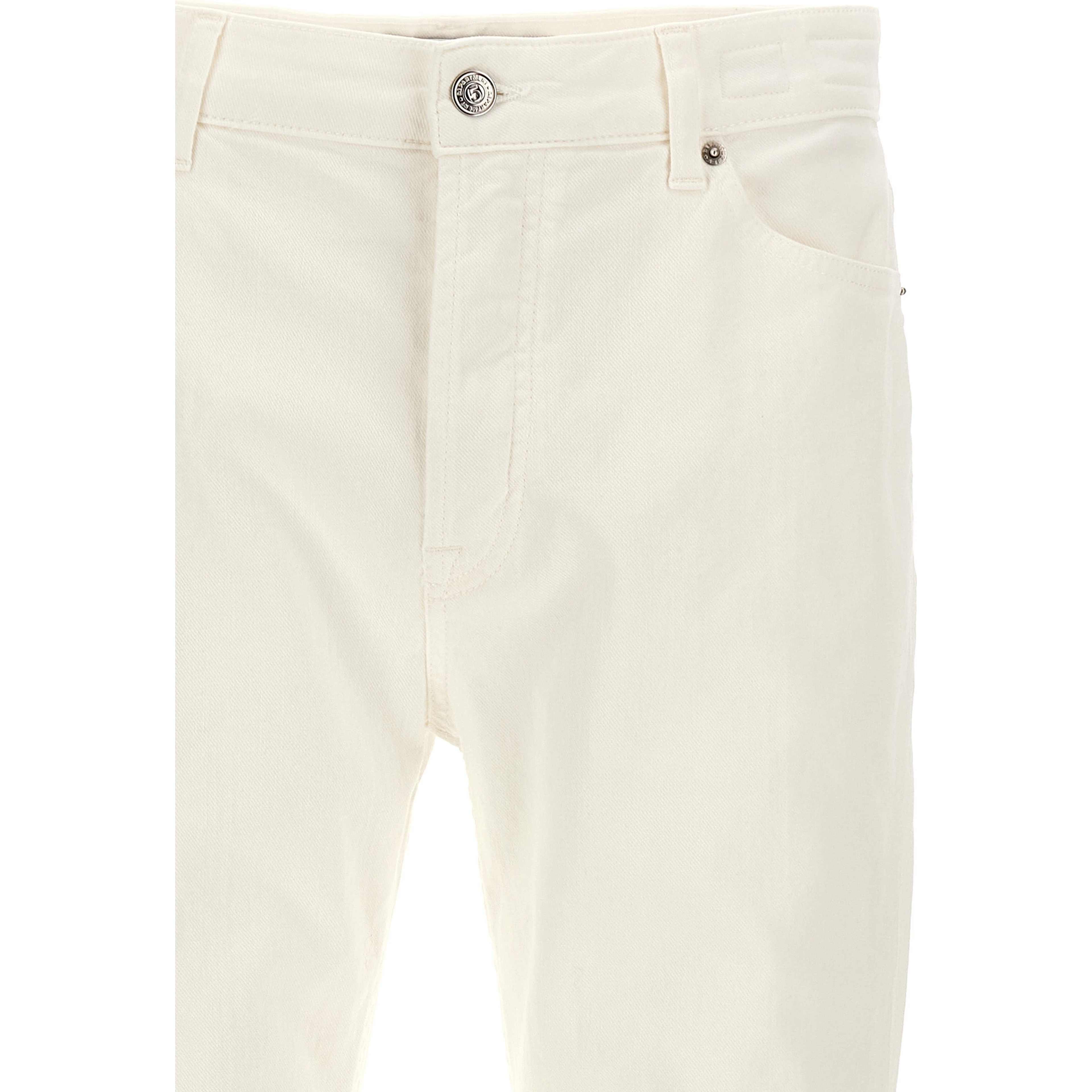 White Cotton Straight-Leg Jeans