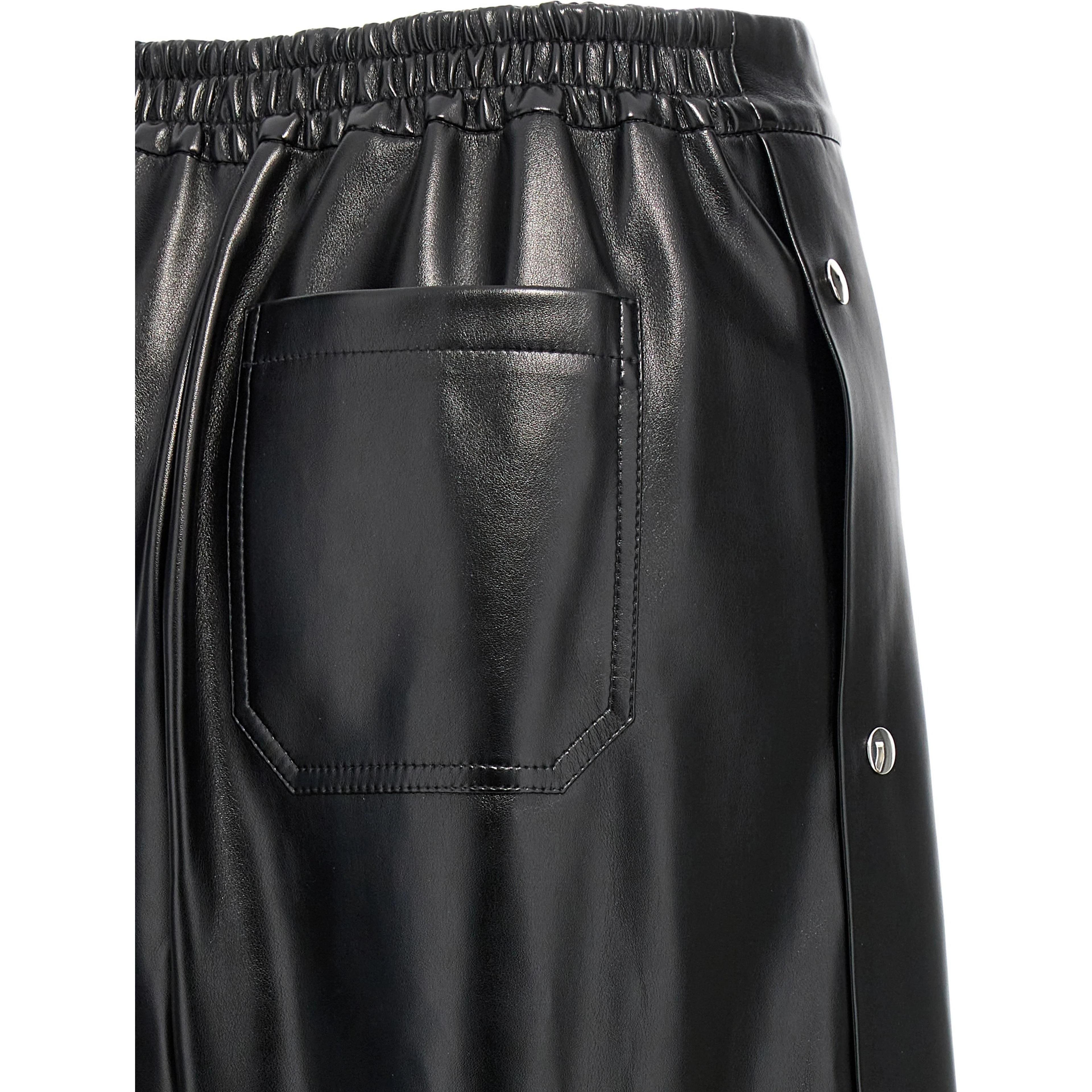 Black Polyester Casual Pants