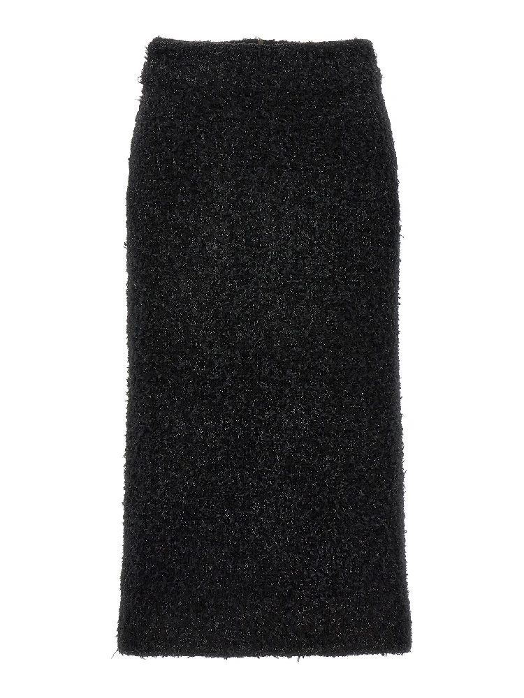 Black Cotton Midi Skirt