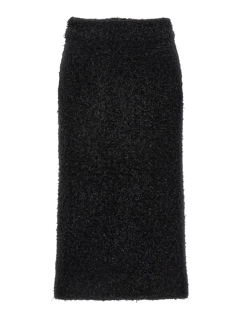 Black Cotton Midi Skirt