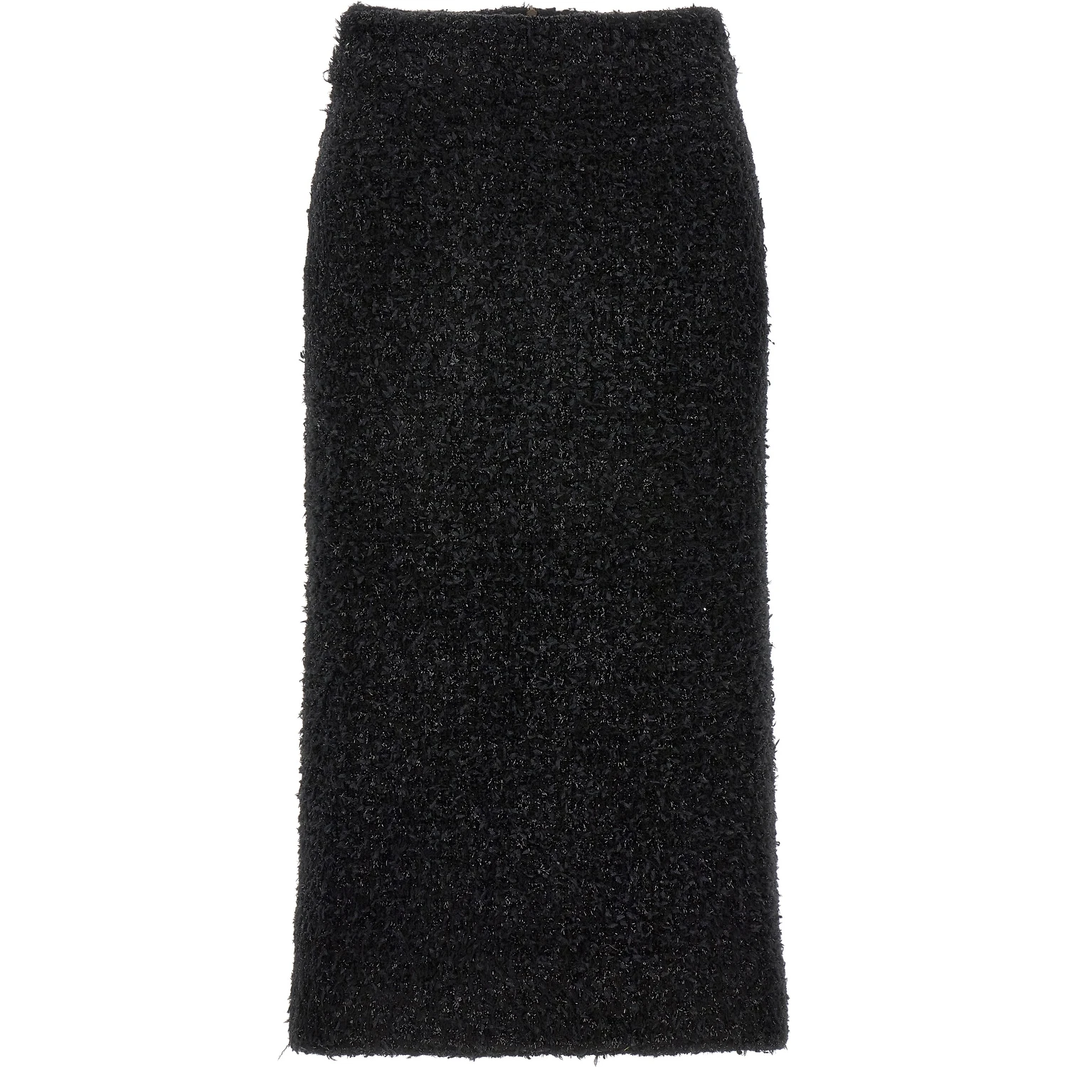 Black Cotton Midi Skirt