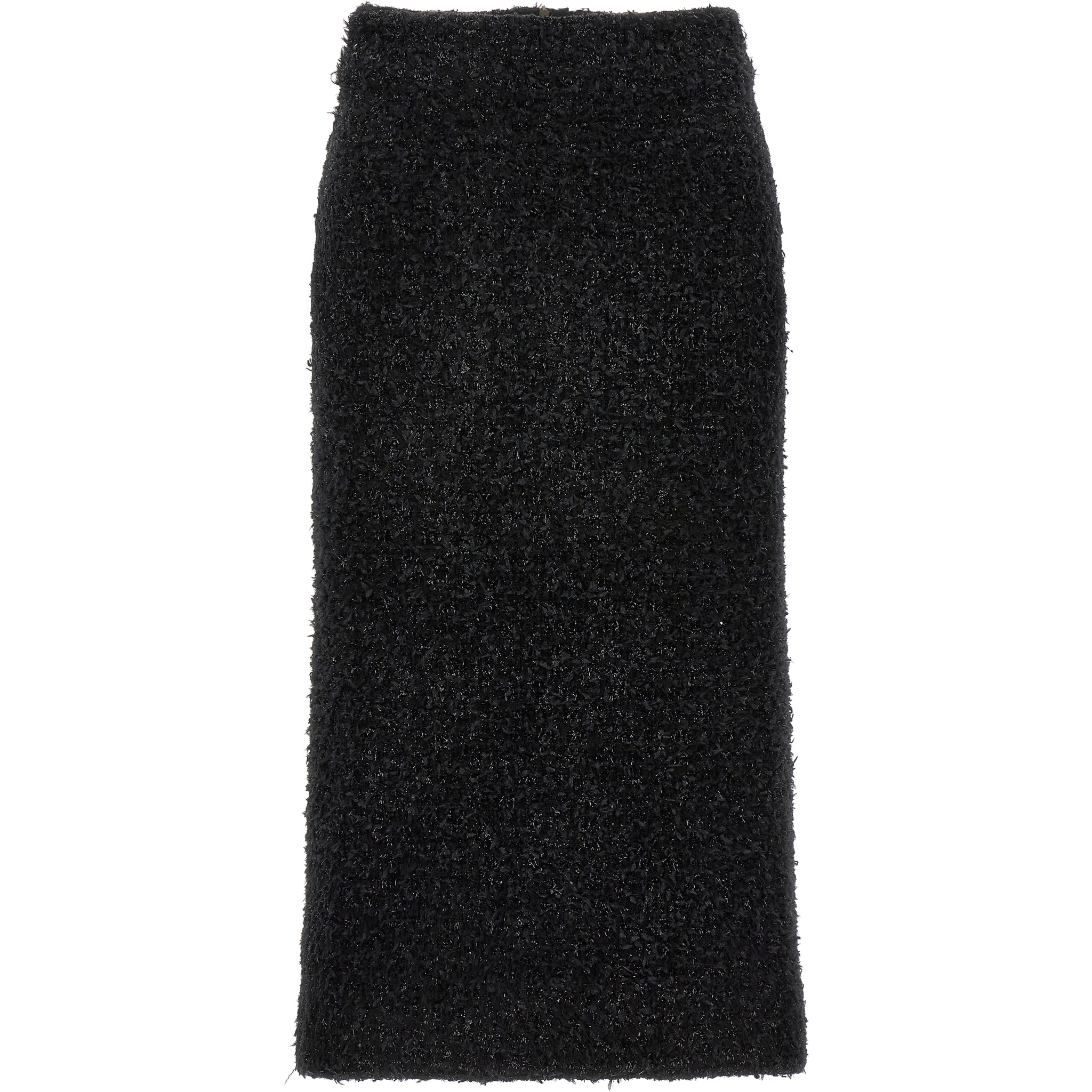 Black Cotton Midi Skirt
