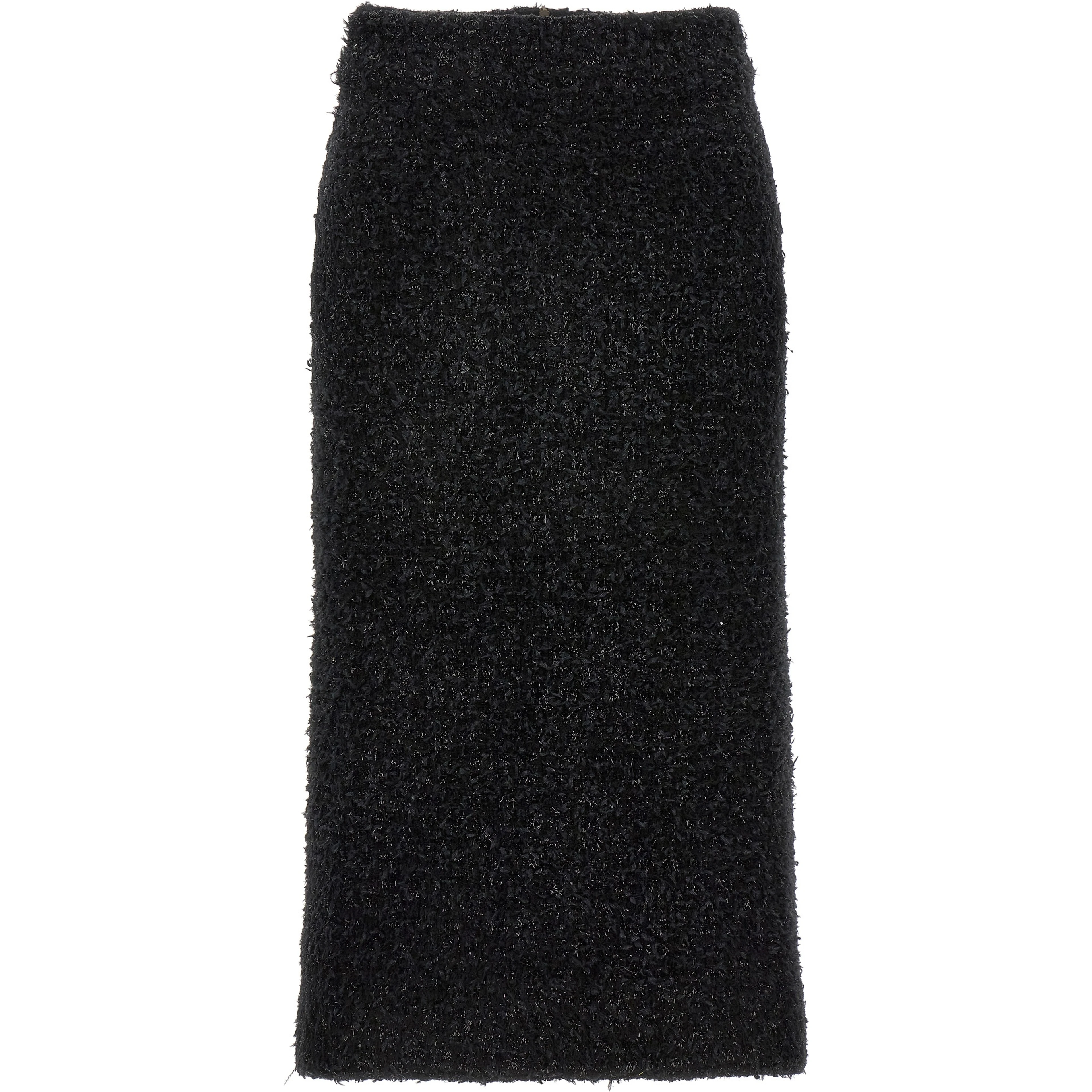 Black Cotton Midi Skirt