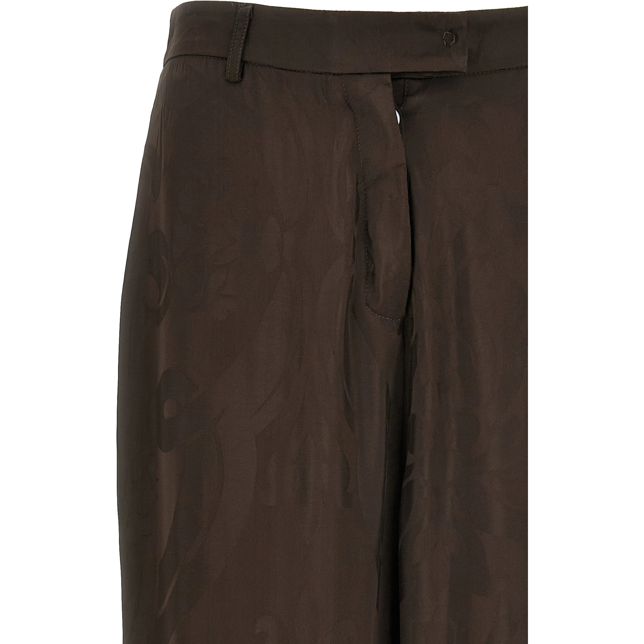 Brown Viscose Casual Pants