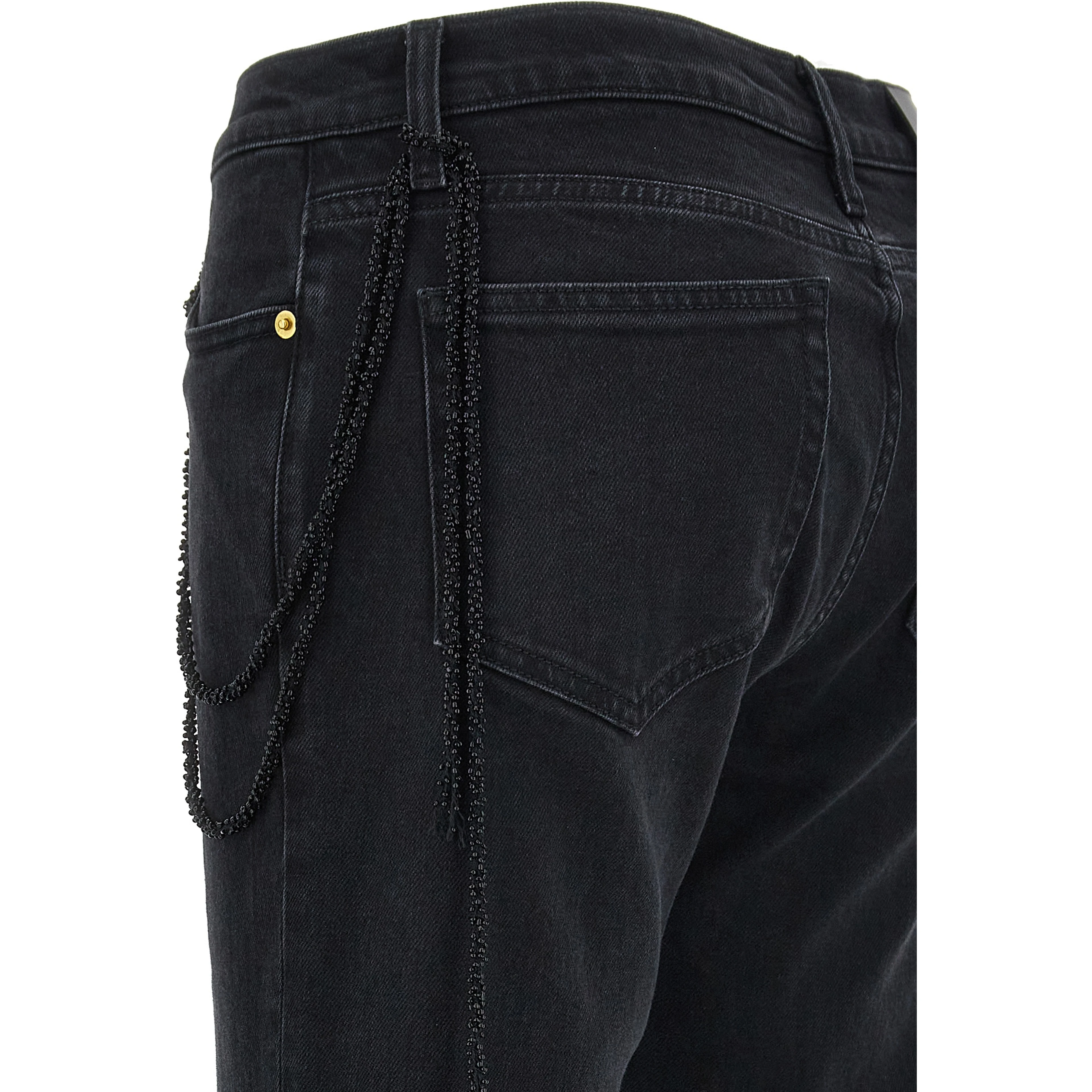 Black Cotton Straight-Leg Jeans