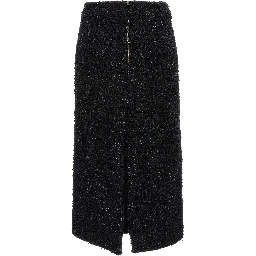 Black Cotton Midi Skirt