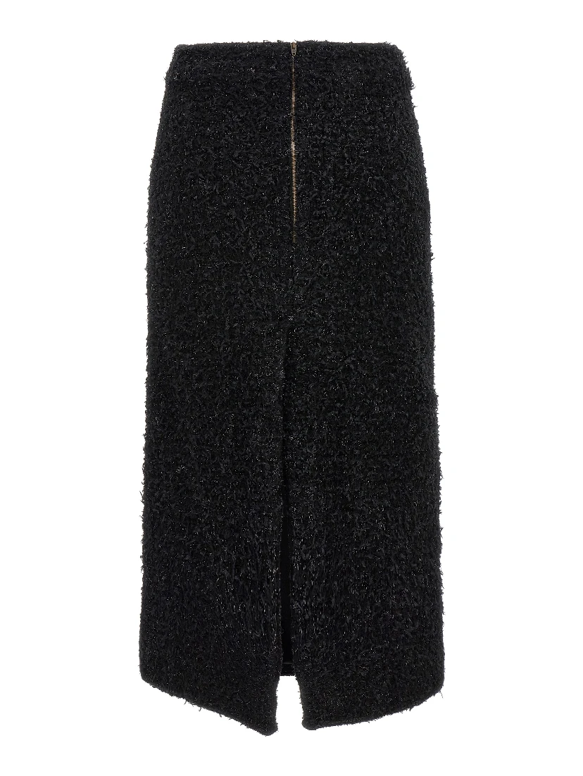 Black Cotton Midi Skirt