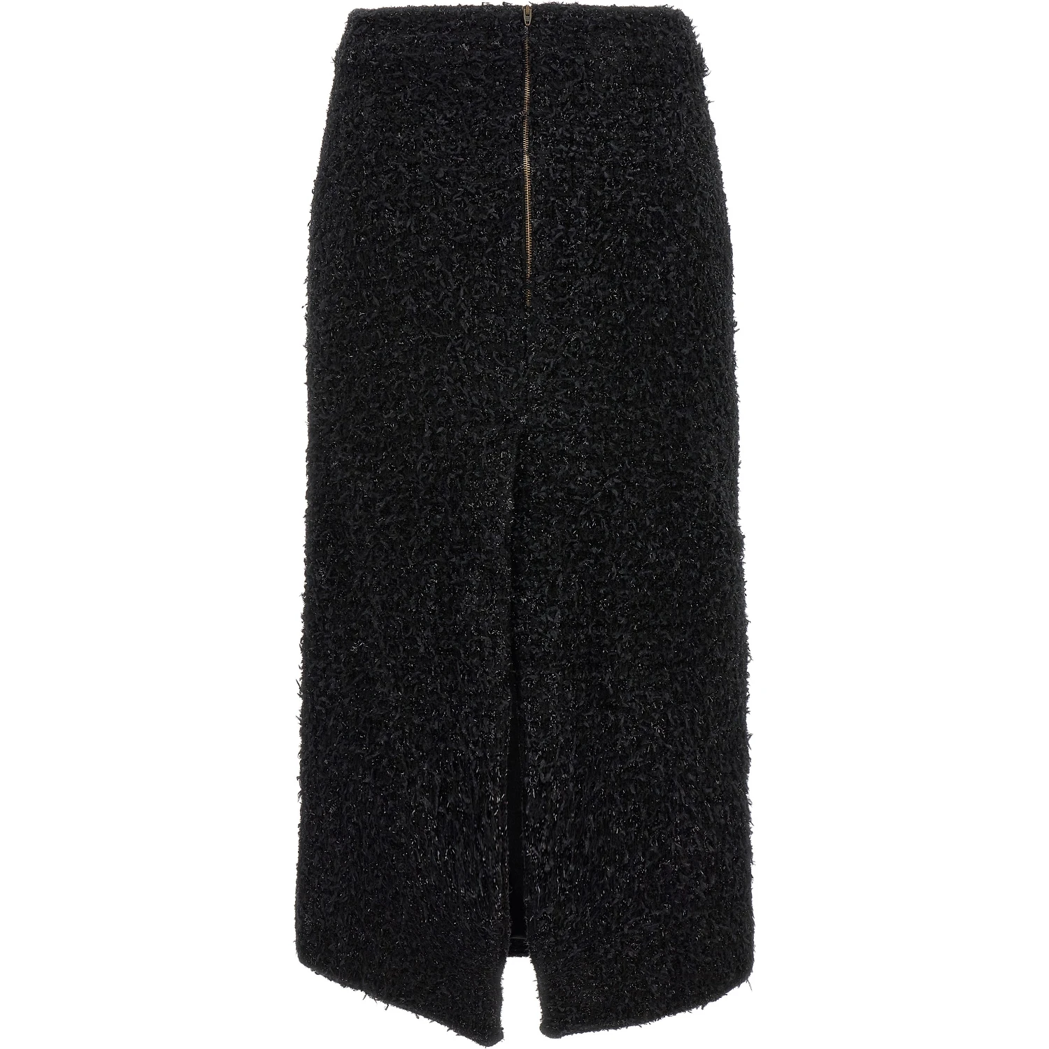 Black Cotton Midi Skirt