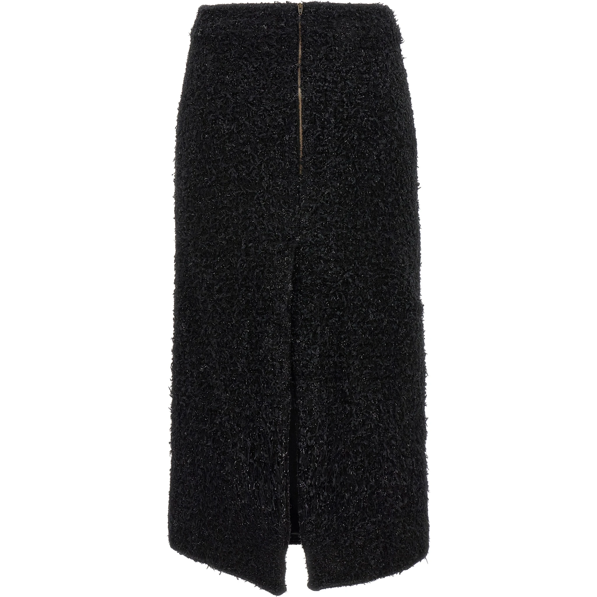 Black Cotton Midi Skirt