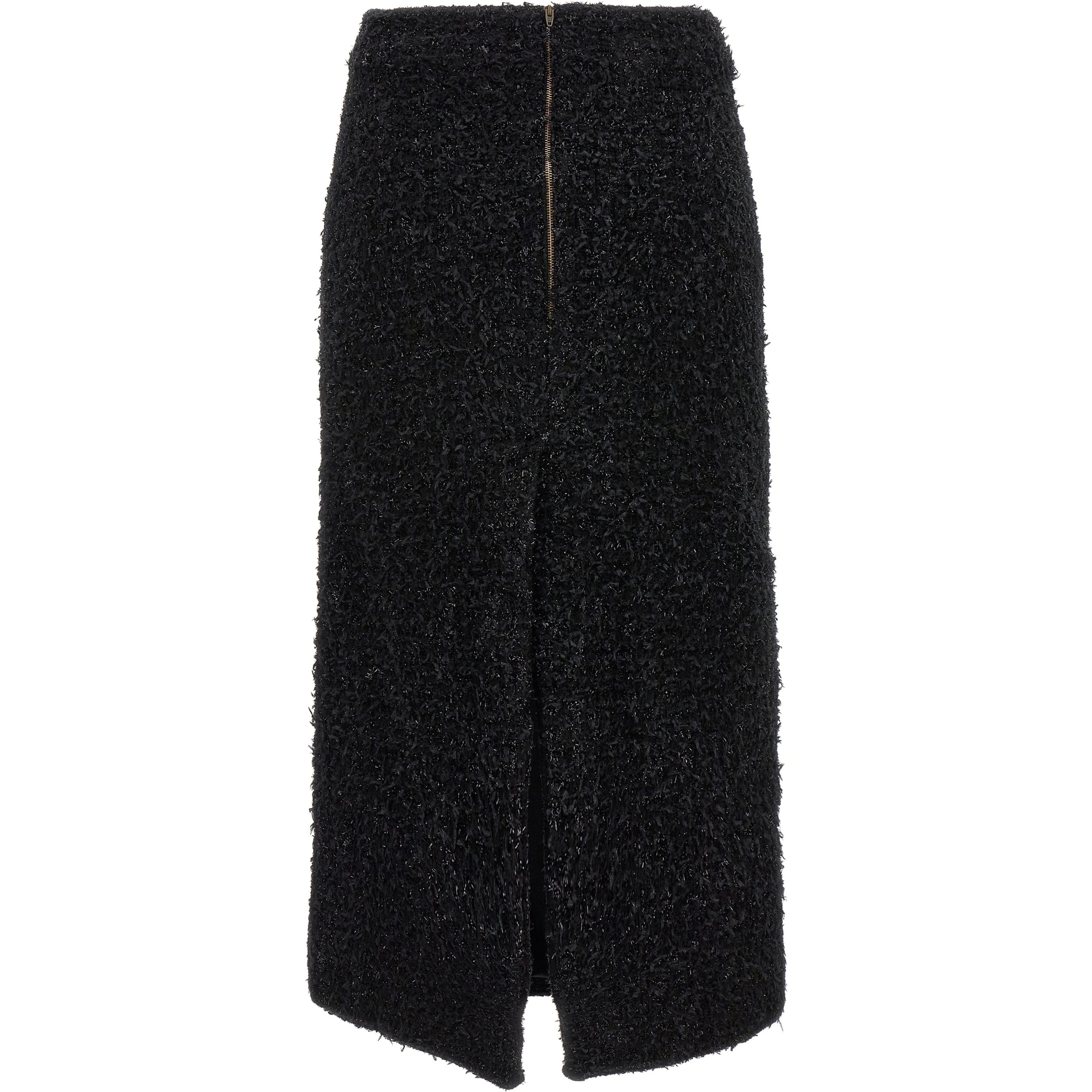 Black Cotton Midi Skirt
