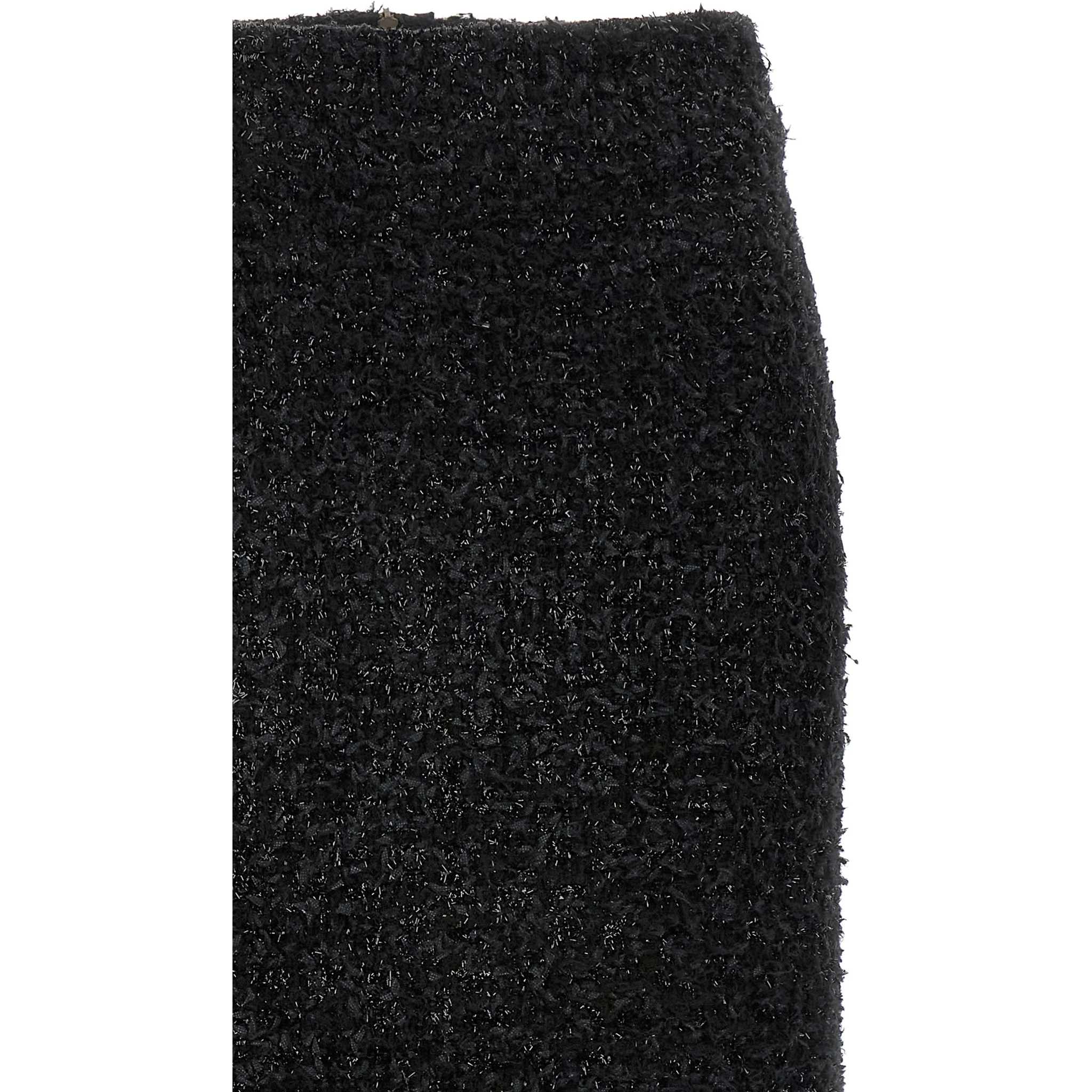 Black Cotton Midi Skirt