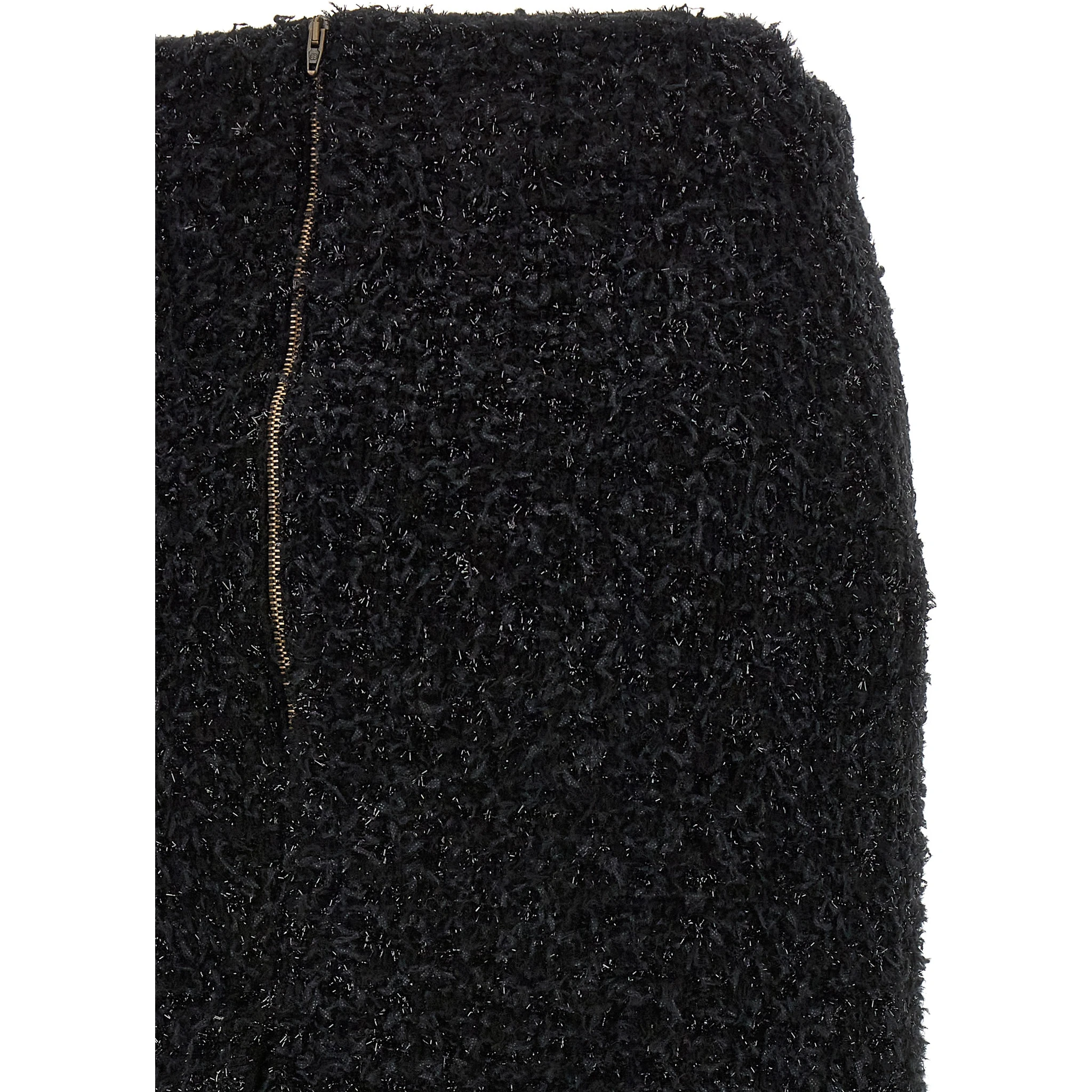 Black Cotton Midi Skirt