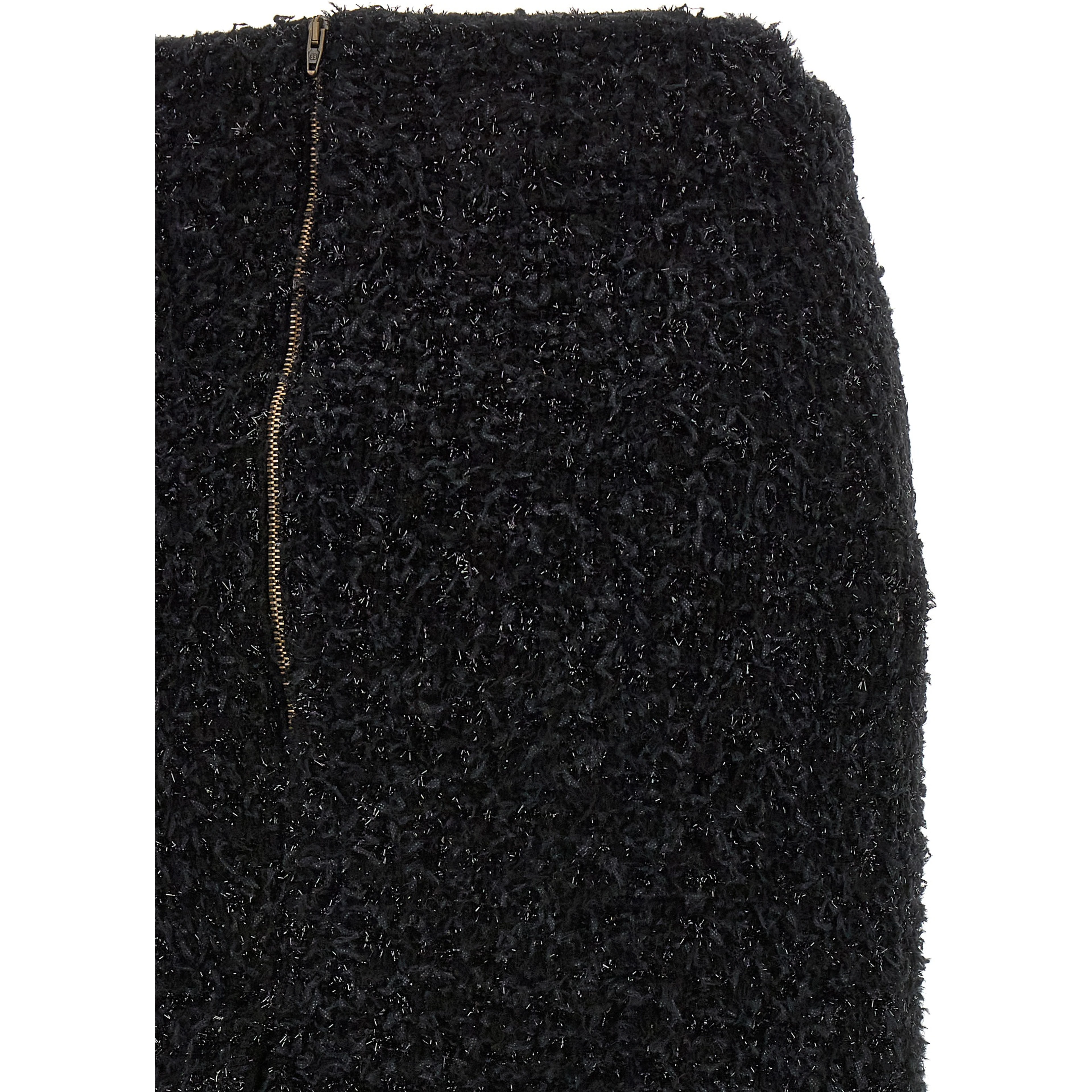 Black Cotton Midi Skirt