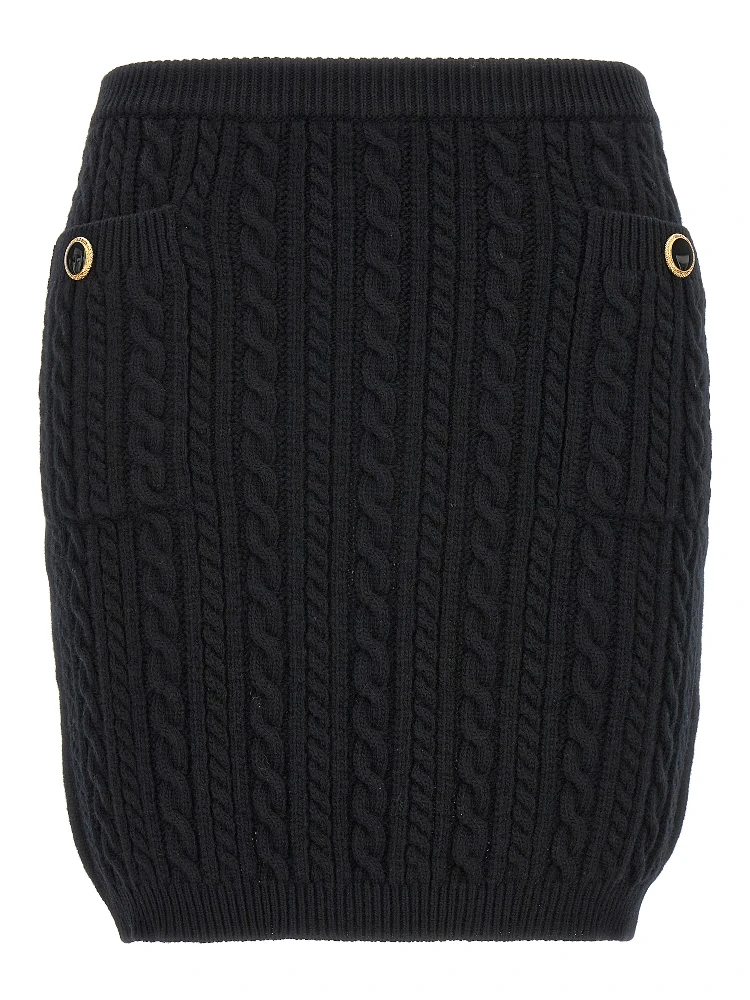 Black Wool Long Skirt