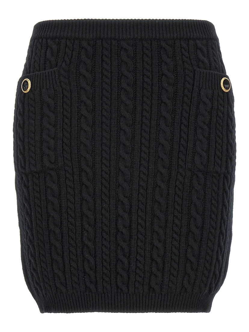 Black Wool Long Skirt