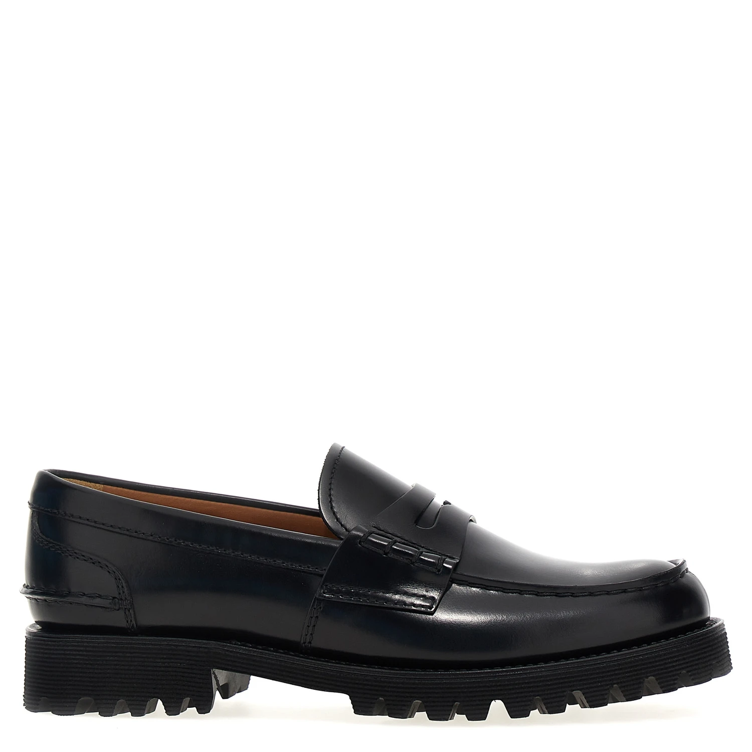 Black Cowhide Slip-On Loafers