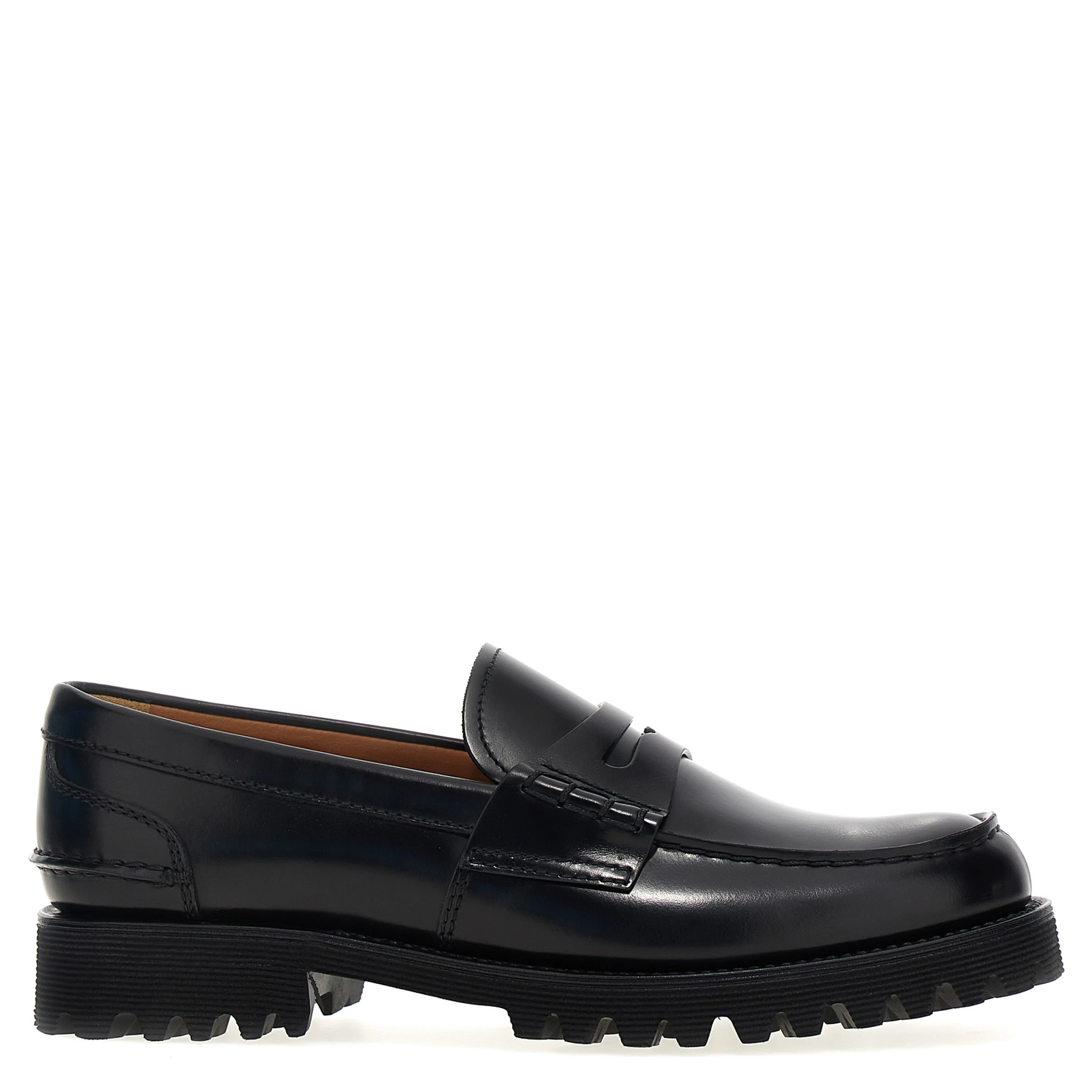 Black Cowhide Slip-On Loafers