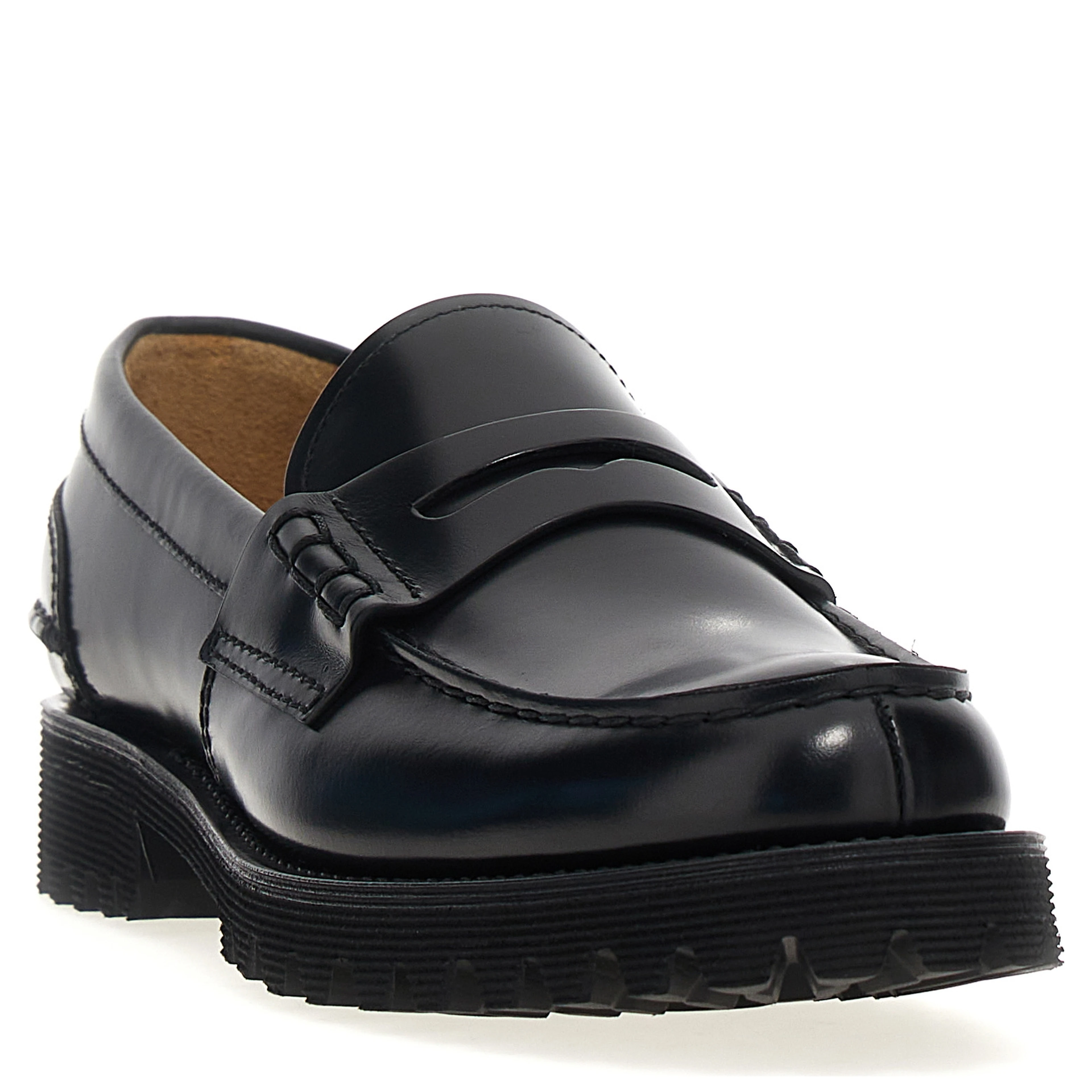 Black Cowhide Slip-On Loafers