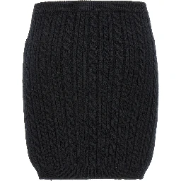 Black Wool Long Skirt