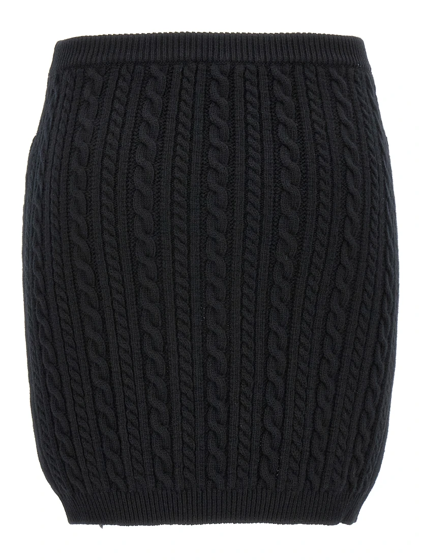 Black Wool Long Skirt