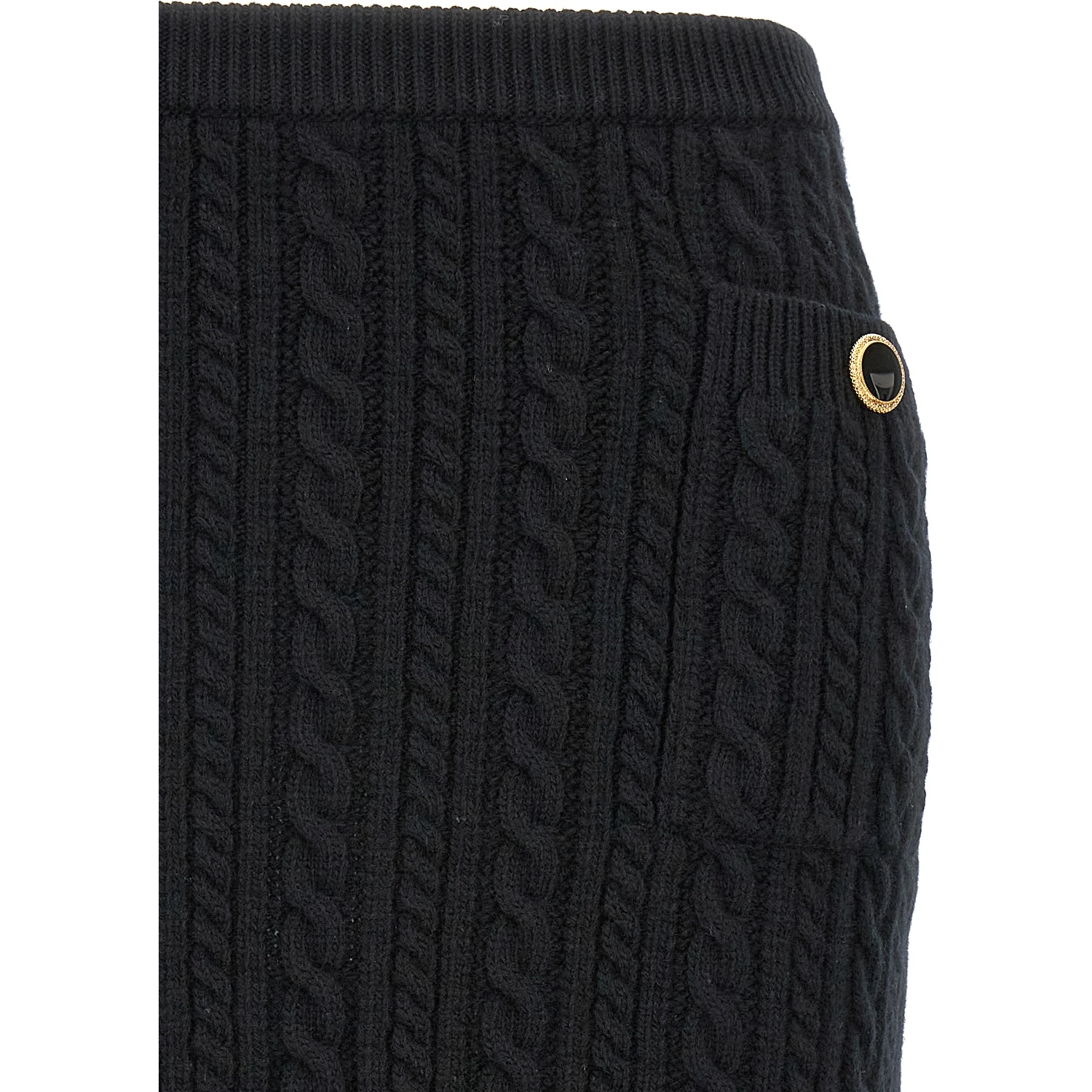 Black Wool Long Skirt