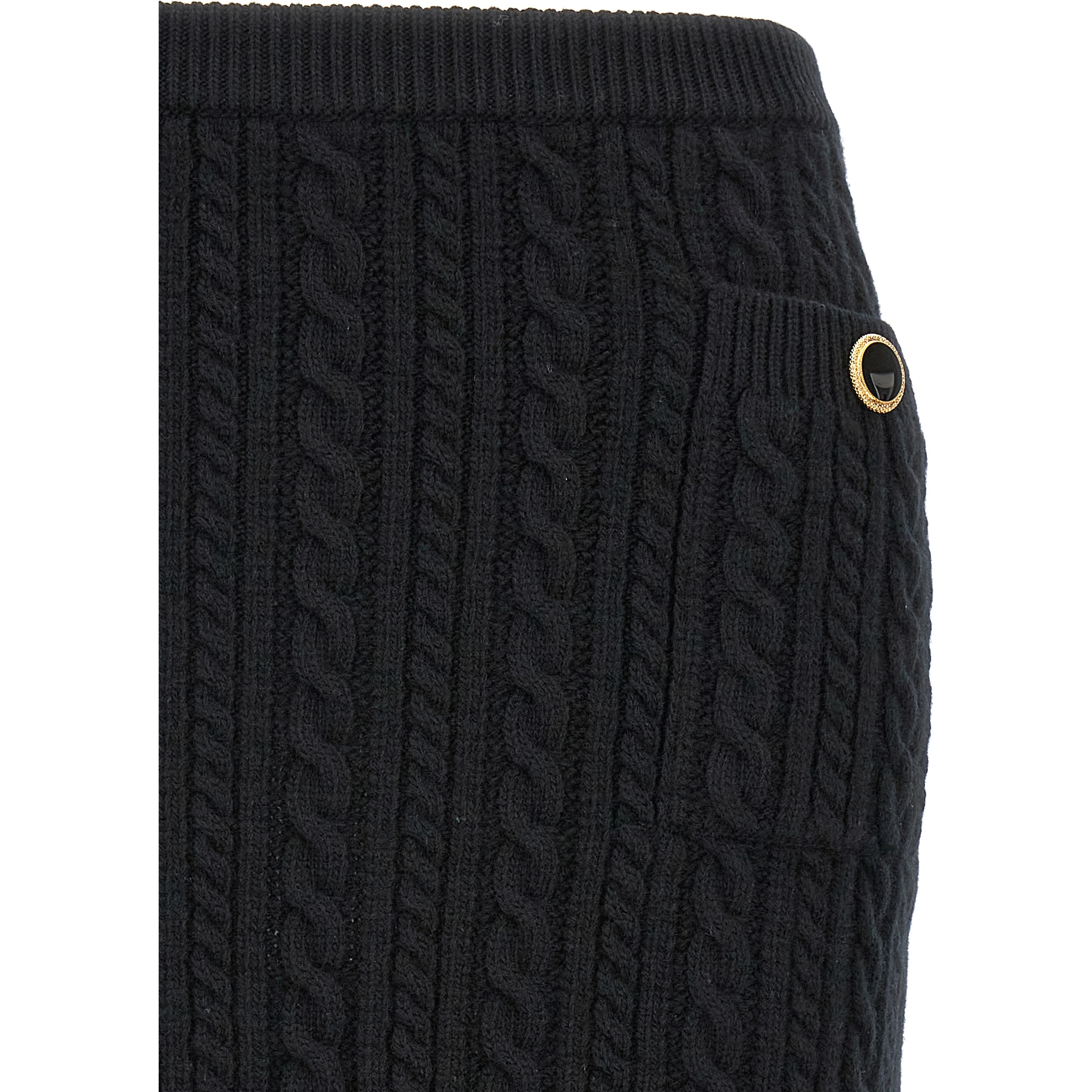 Black Wool Long Skirt