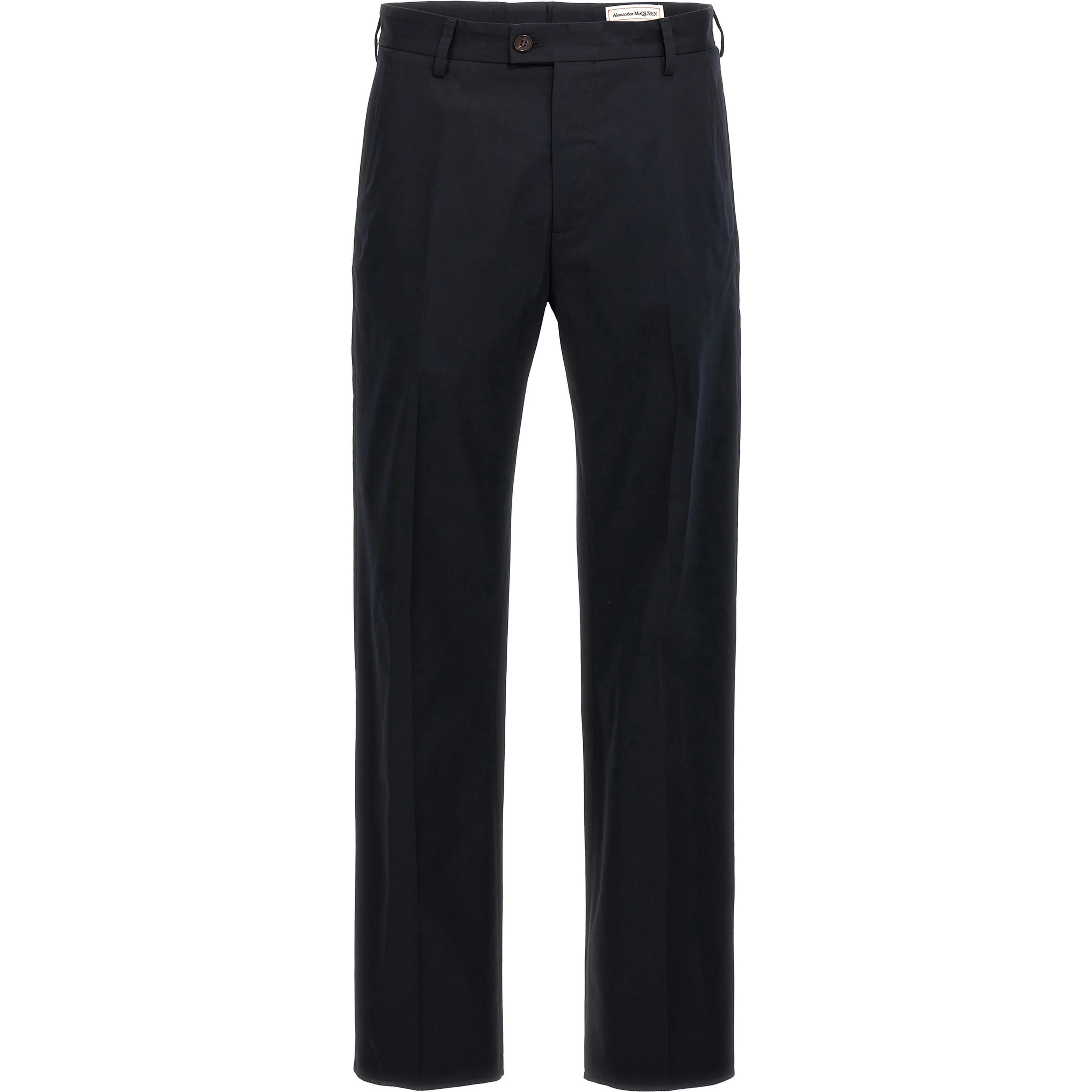 Blue Cotton Casual Pants