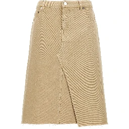 Beige Cotton Midi Skirt