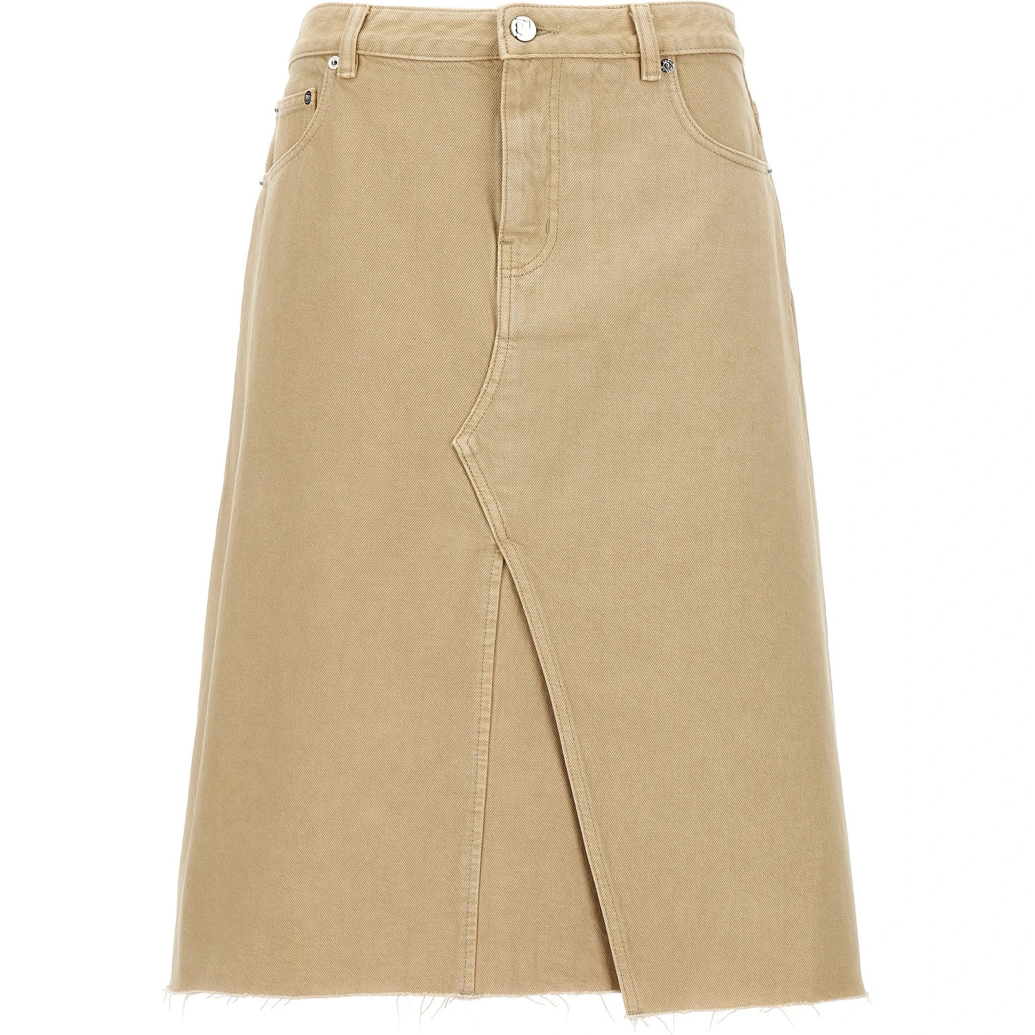 Beige Cotton Midi Skirt