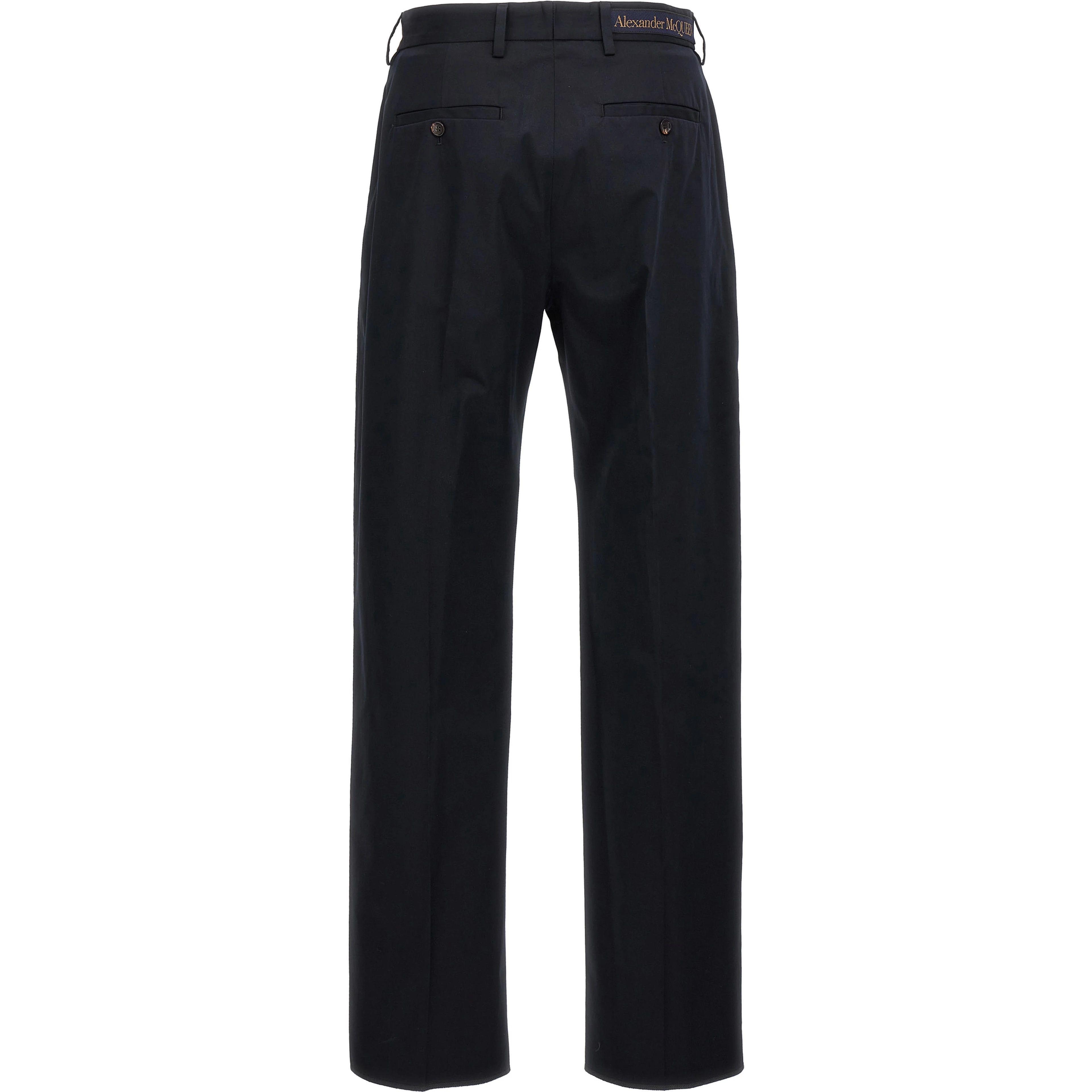 Blue Cotton Casual Pants