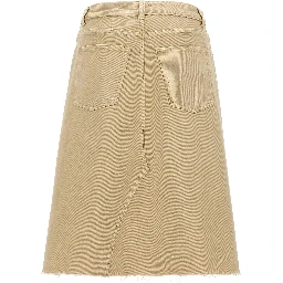 Beige Cotton Midi Skirt