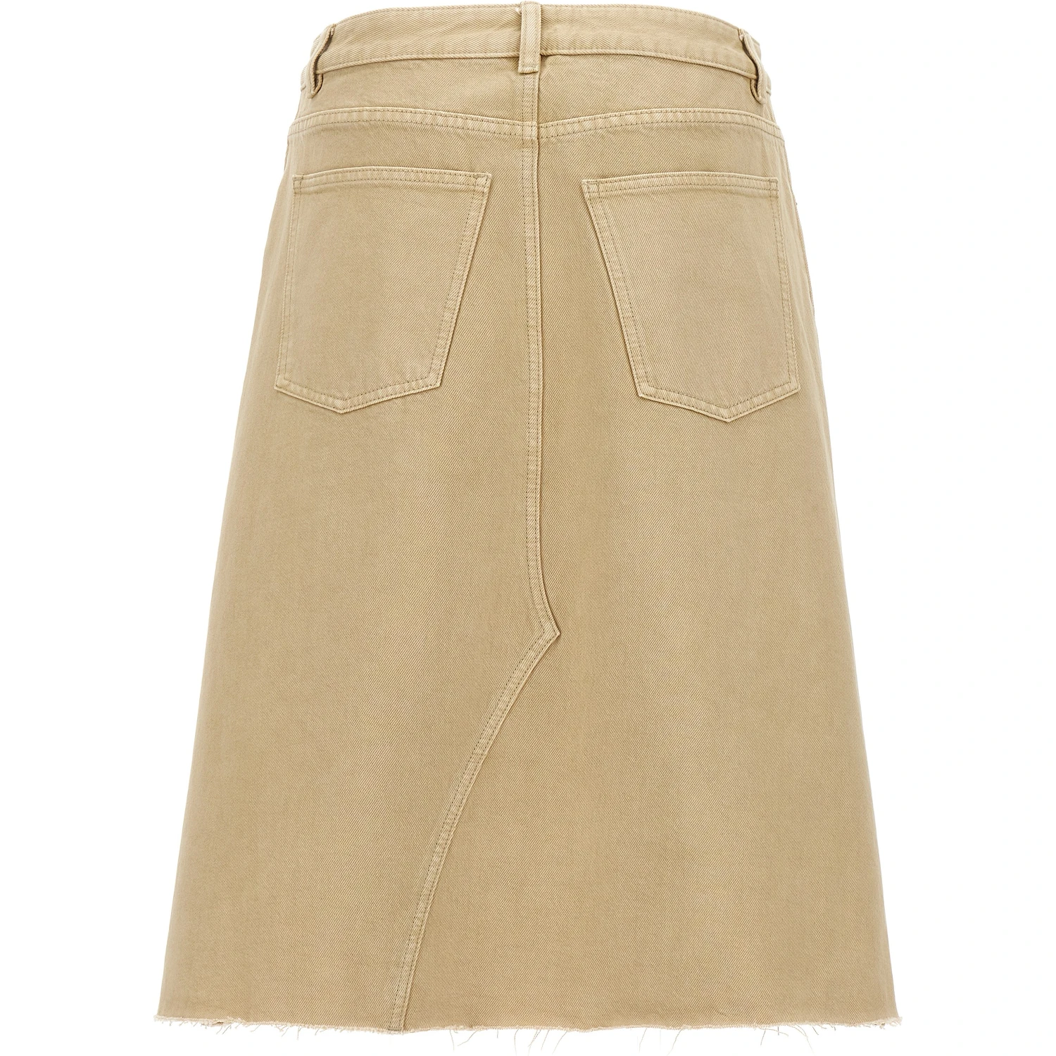 Beige Cotton Midi Skirt