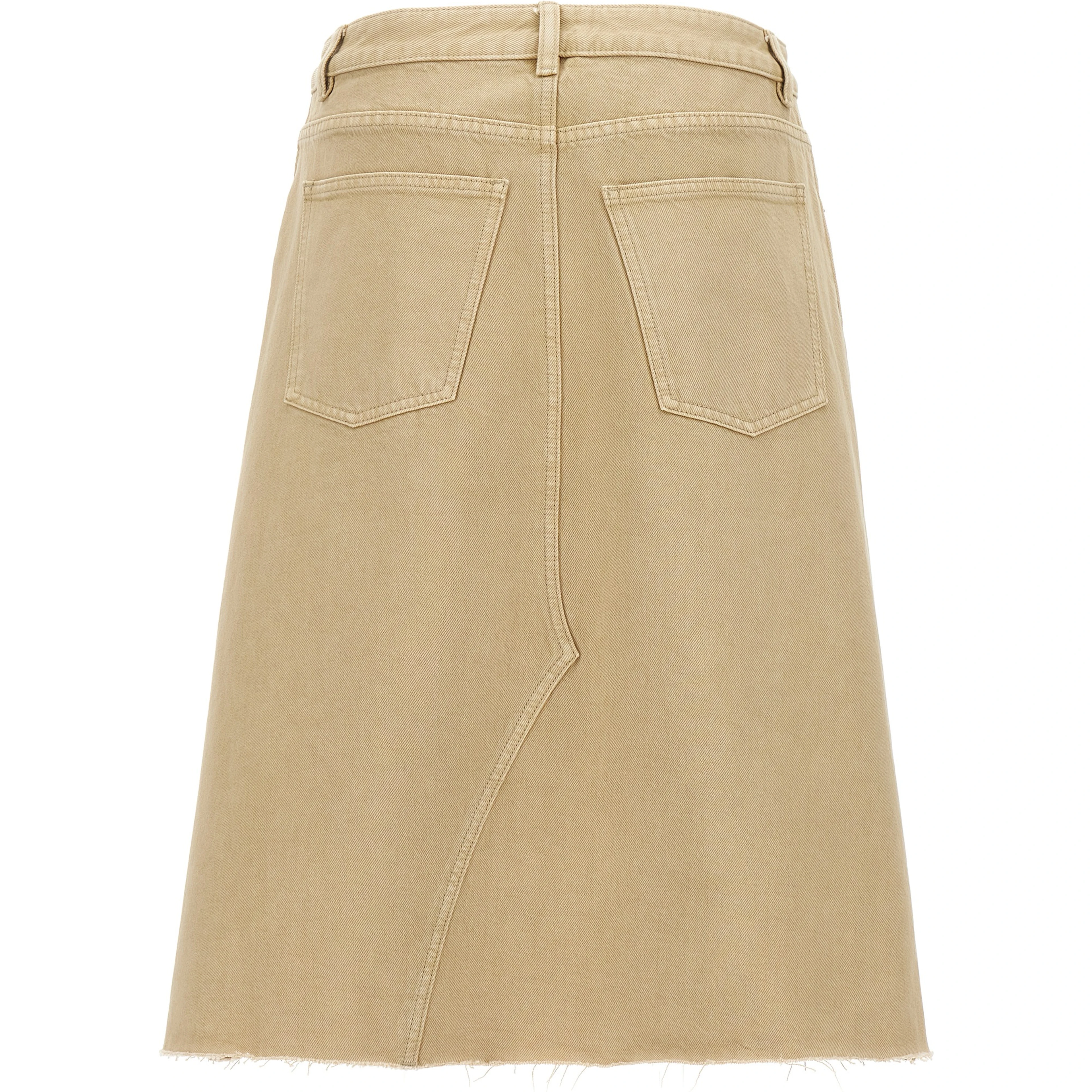 Beige Cotton Midi Skirt