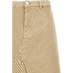 Beige Cotton Midi Skirt