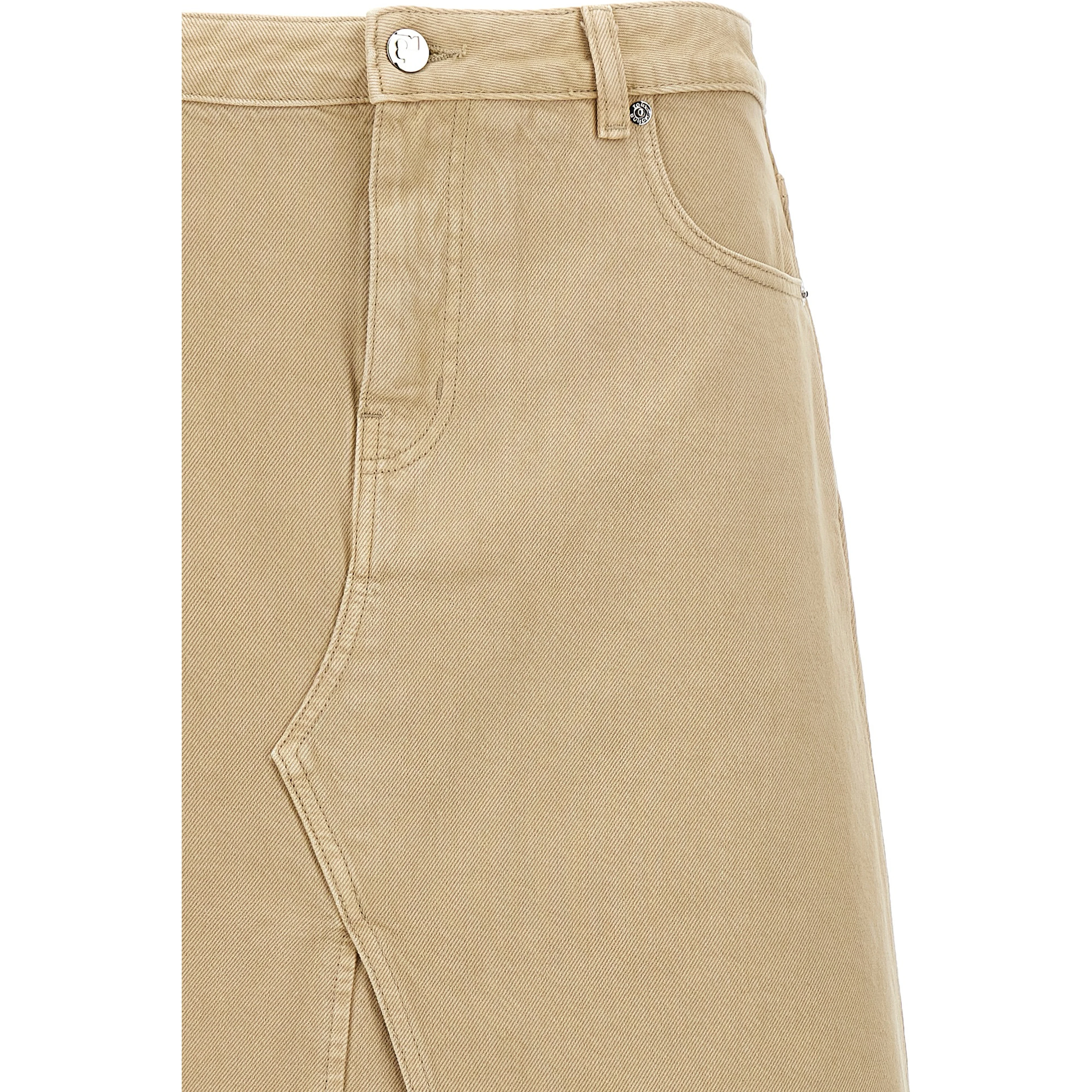 Beige Cotton Midi Skirt