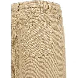 Beige Cotton Midi Skirt