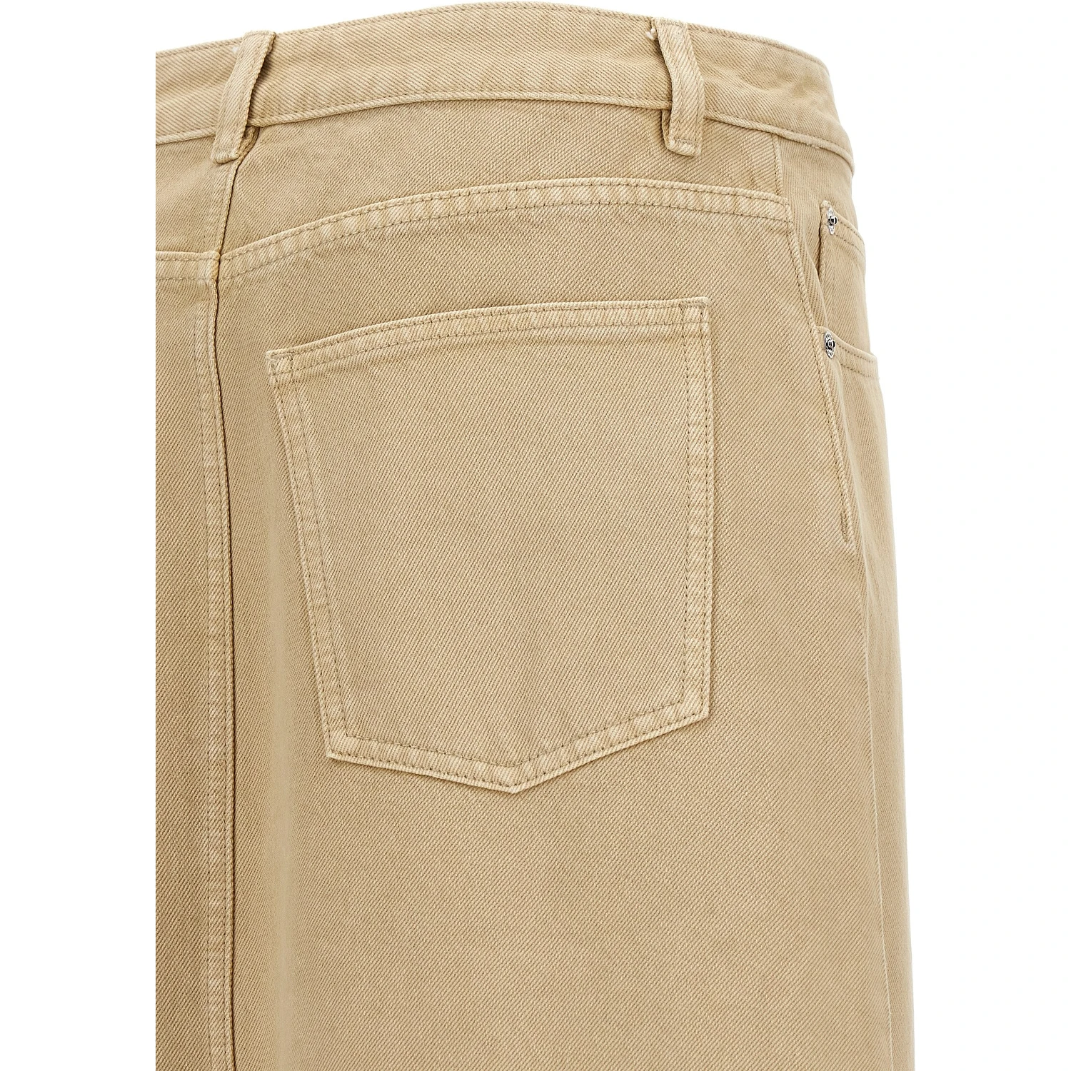 Beige Cotton Midi Skirt