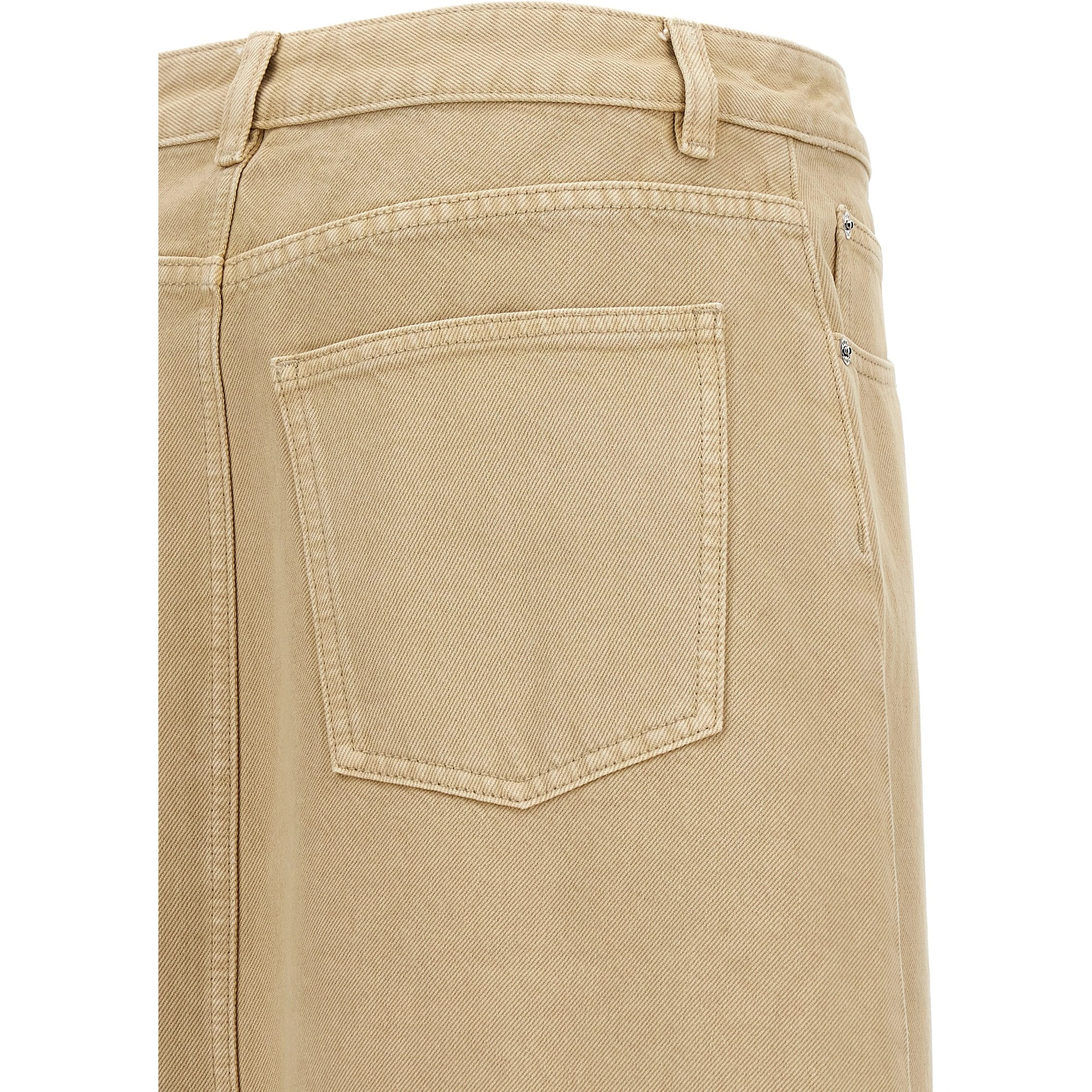 Beige Cotton Midi Skirt