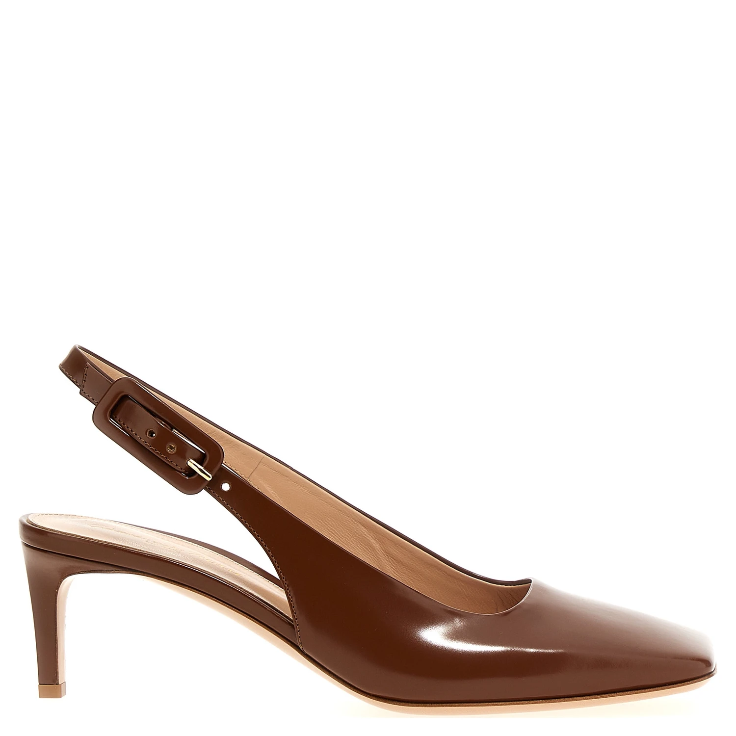 Brown Goatskin Mid Heel Pumps