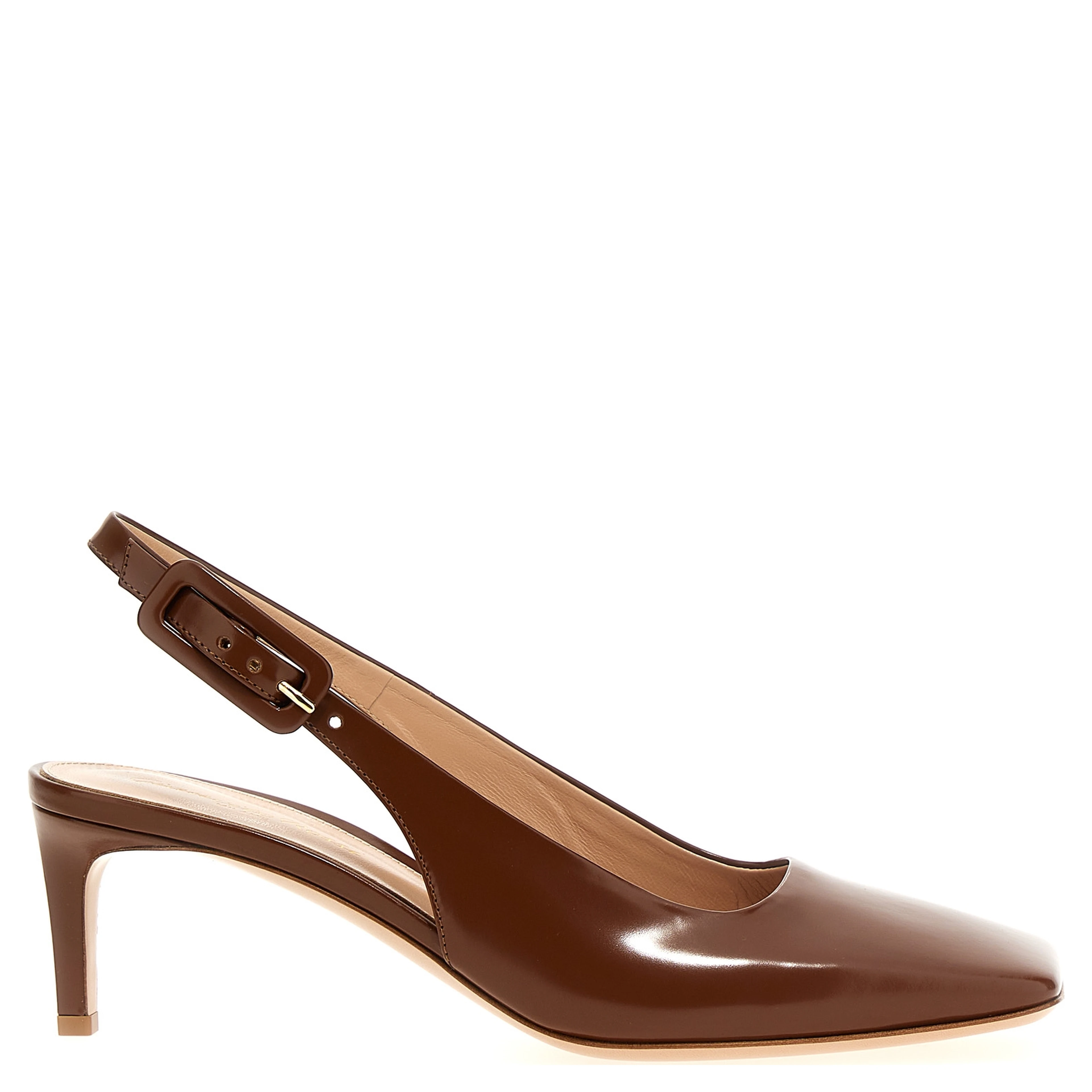 Brown Goatskin Mid Heel Pumps