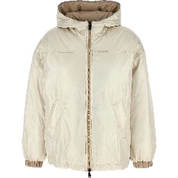 Beige Polyester Full-Length Jacket